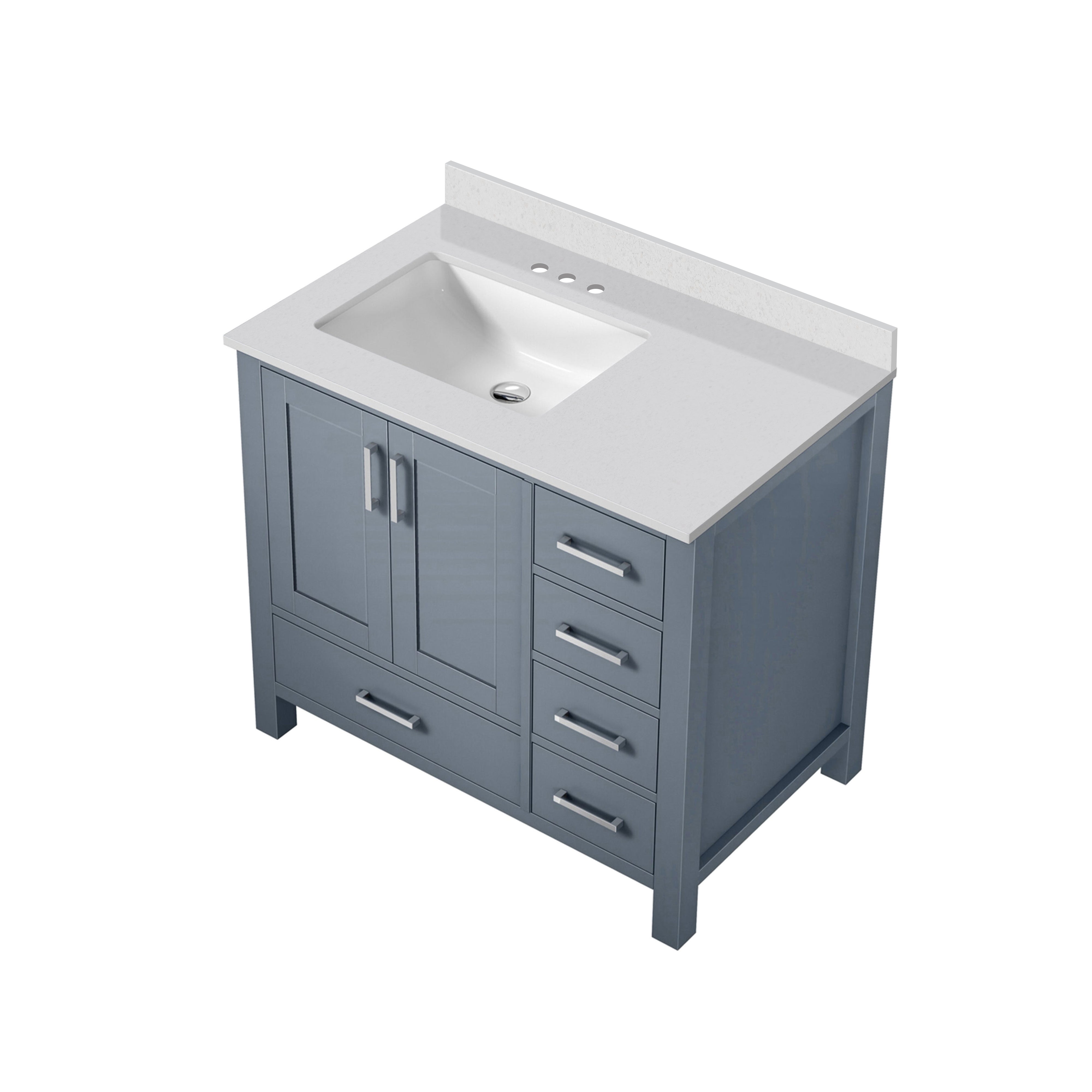 Lexora Jacques 36" Dark Grey Left-Offset Bathroom Vanity | Solid Wood