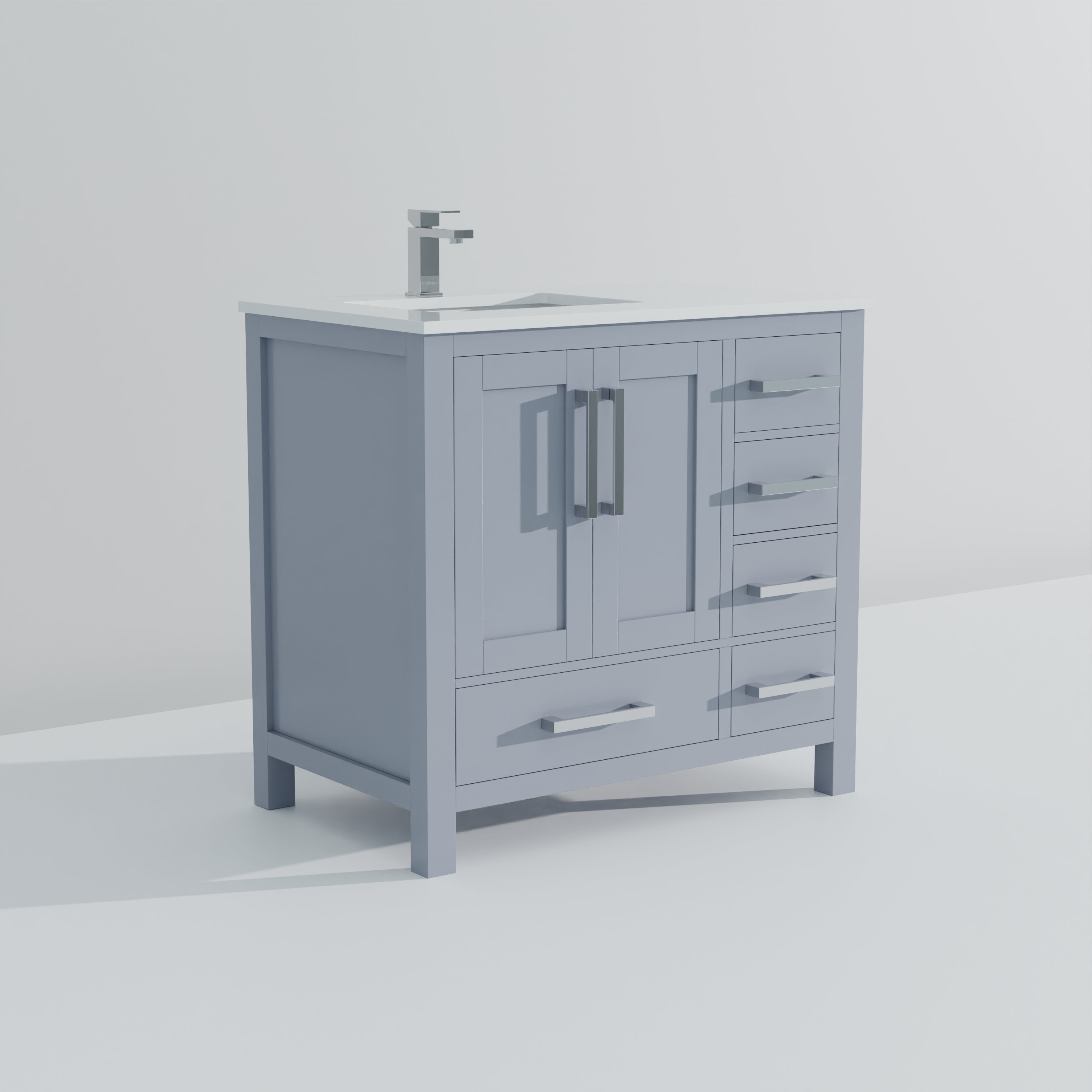 Lexora Jacques 36" Dark Grey Left-Offset Bathroom Vanity | Solid Wood
