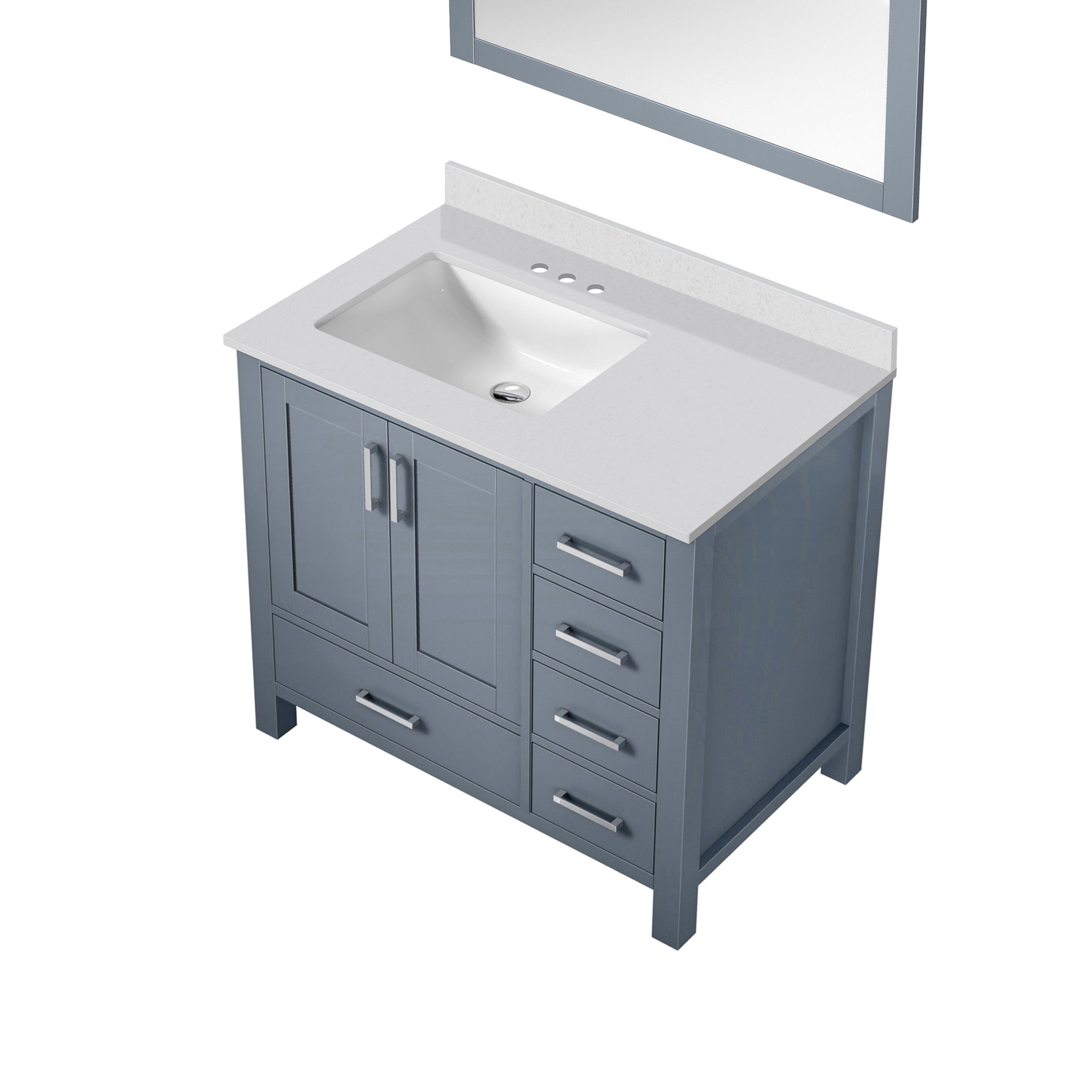 Lexora Jacques 36" Dark Grey Left-Offset Bathroom Vanity | Solid Wood