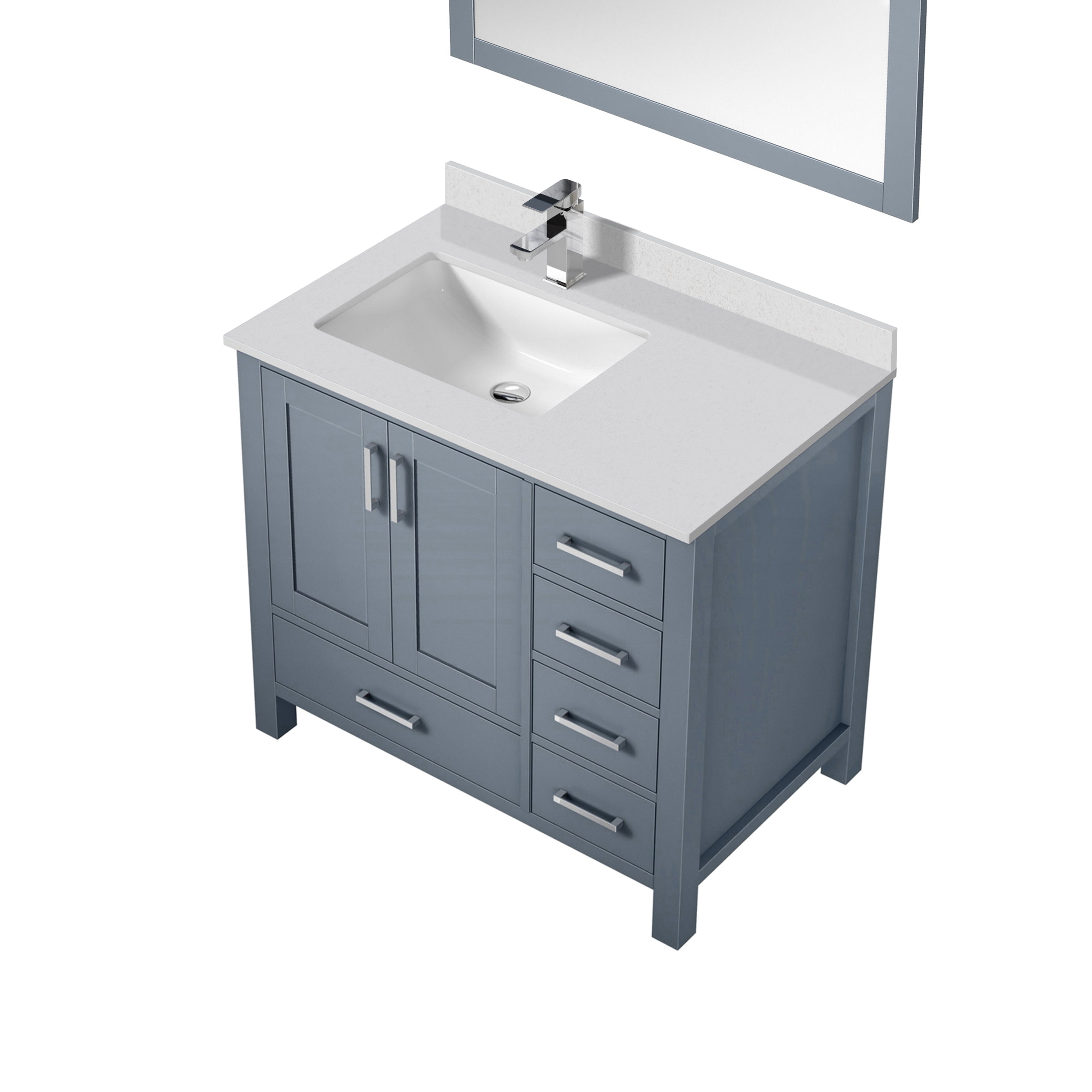 Lexora Jacques 36" Dark Grey Left-Offset Bathroom Vanity | Solid Wood