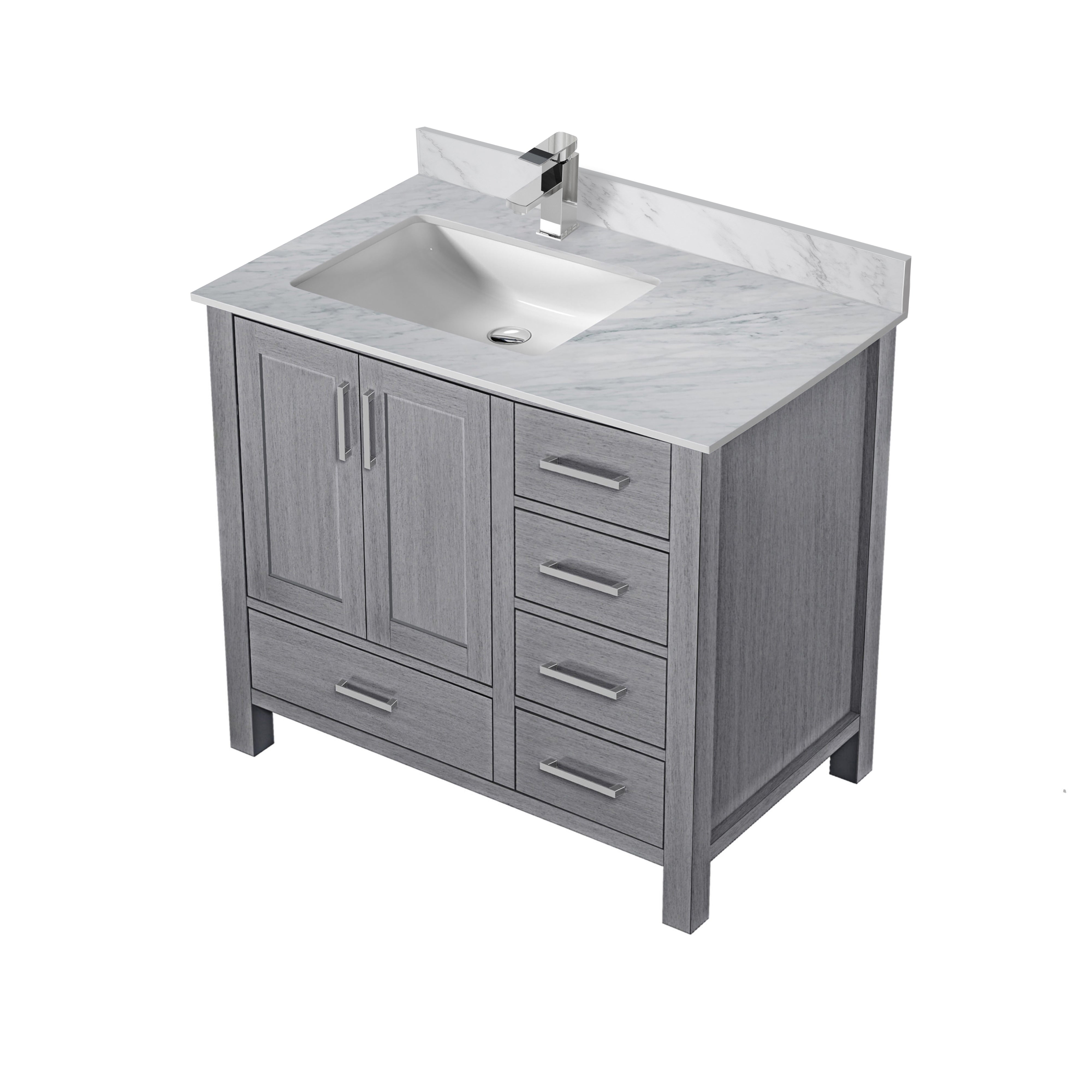 Lexora Jacques 36" Distressed Grey Left-Offset Bathroom Vanity