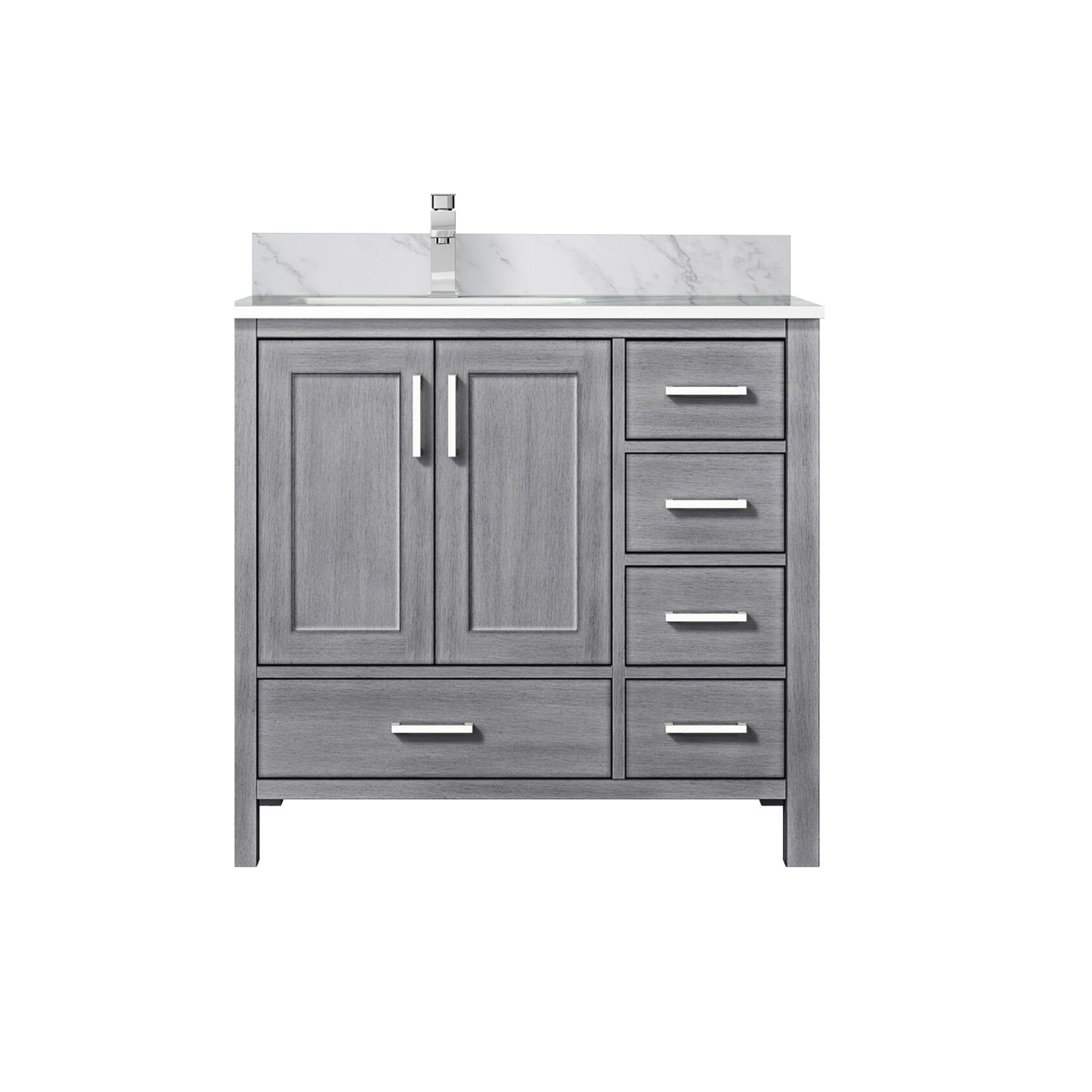 Lexora Jacques 36" Distressed Grey Left-Offset Bathroom Vanity