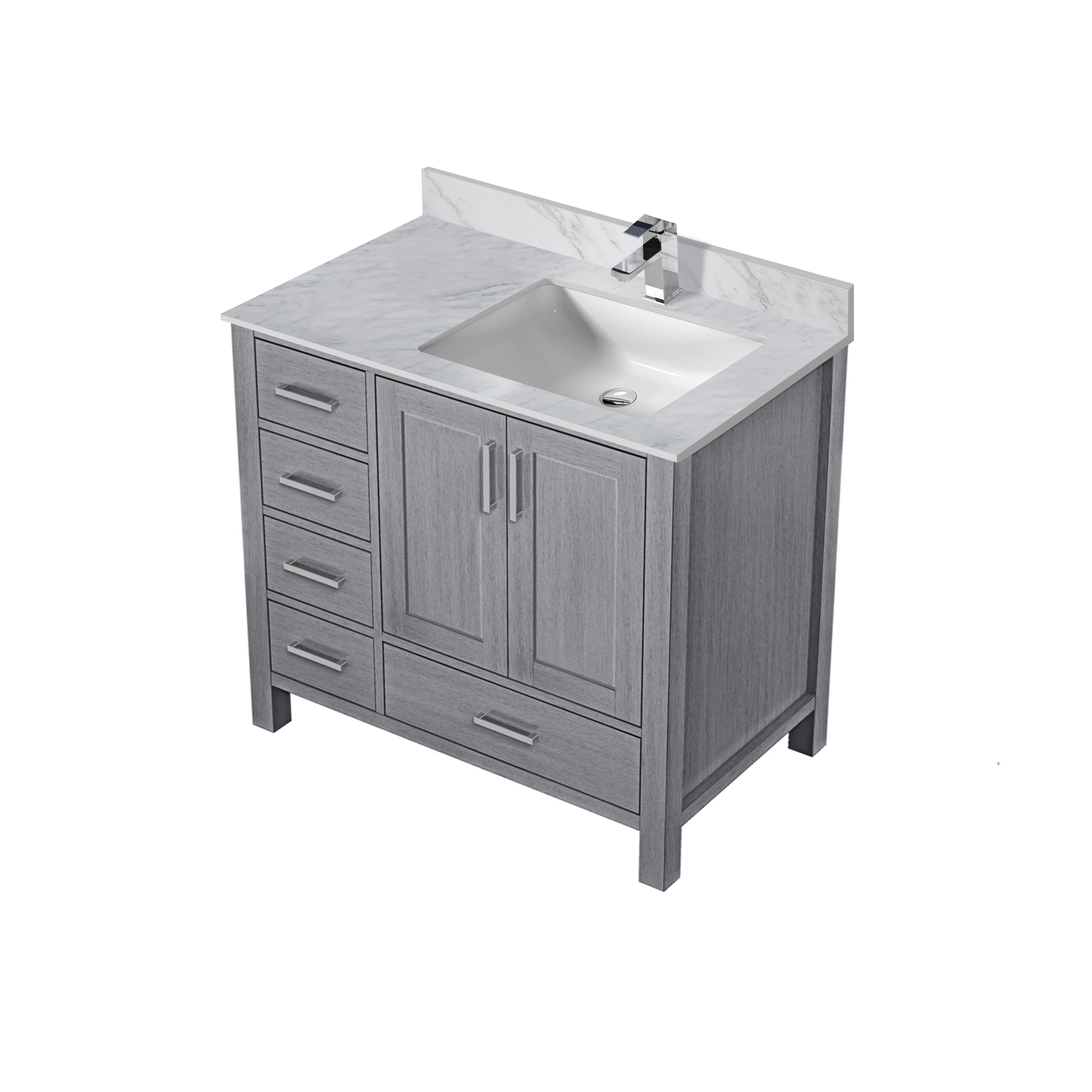 Jacques 36 in. W x 22 in. D Right Offset Distressed Grey Bath Vanity