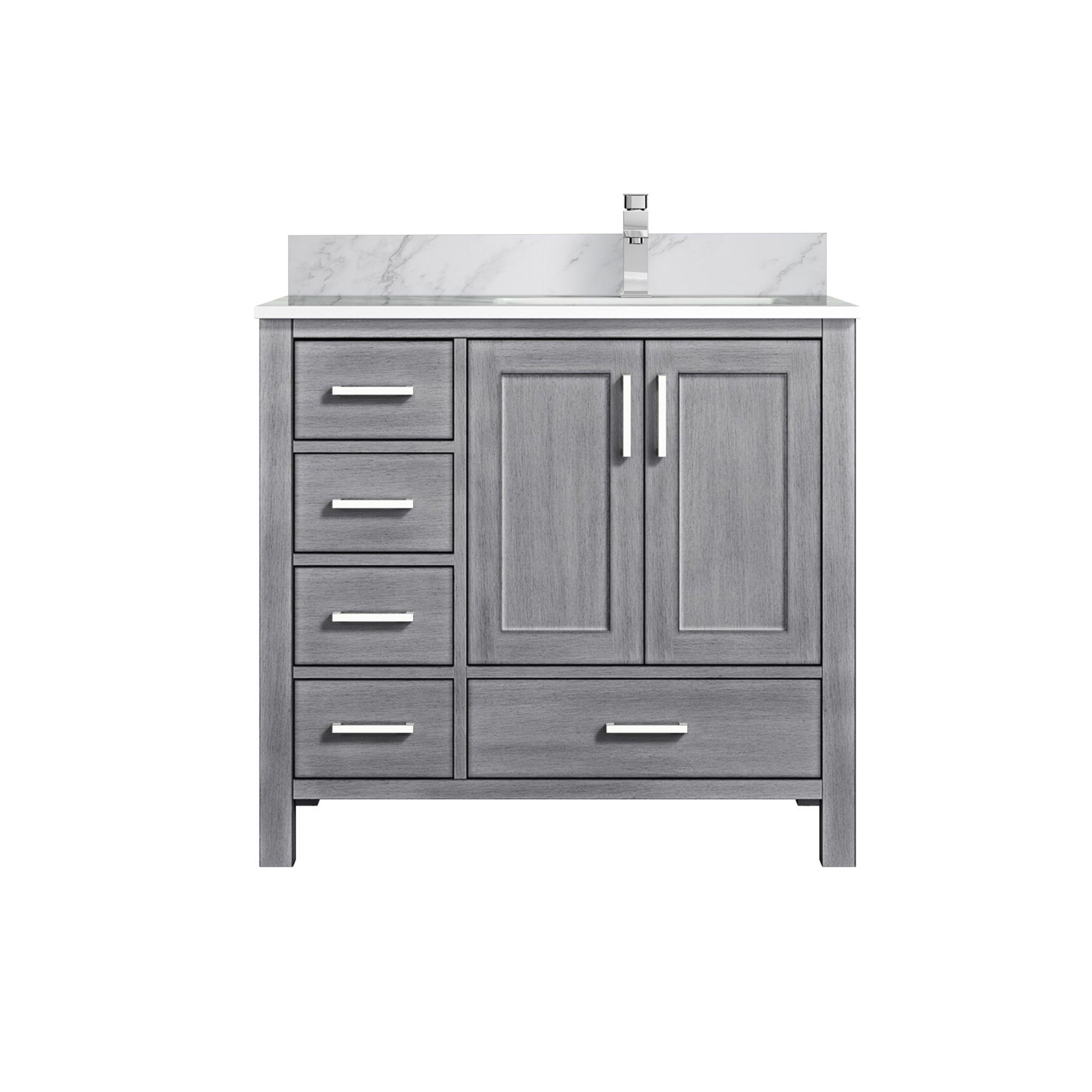 Jacques 36 in. W x 22 in. D Right Offset Distressed Grey Bath Vanity