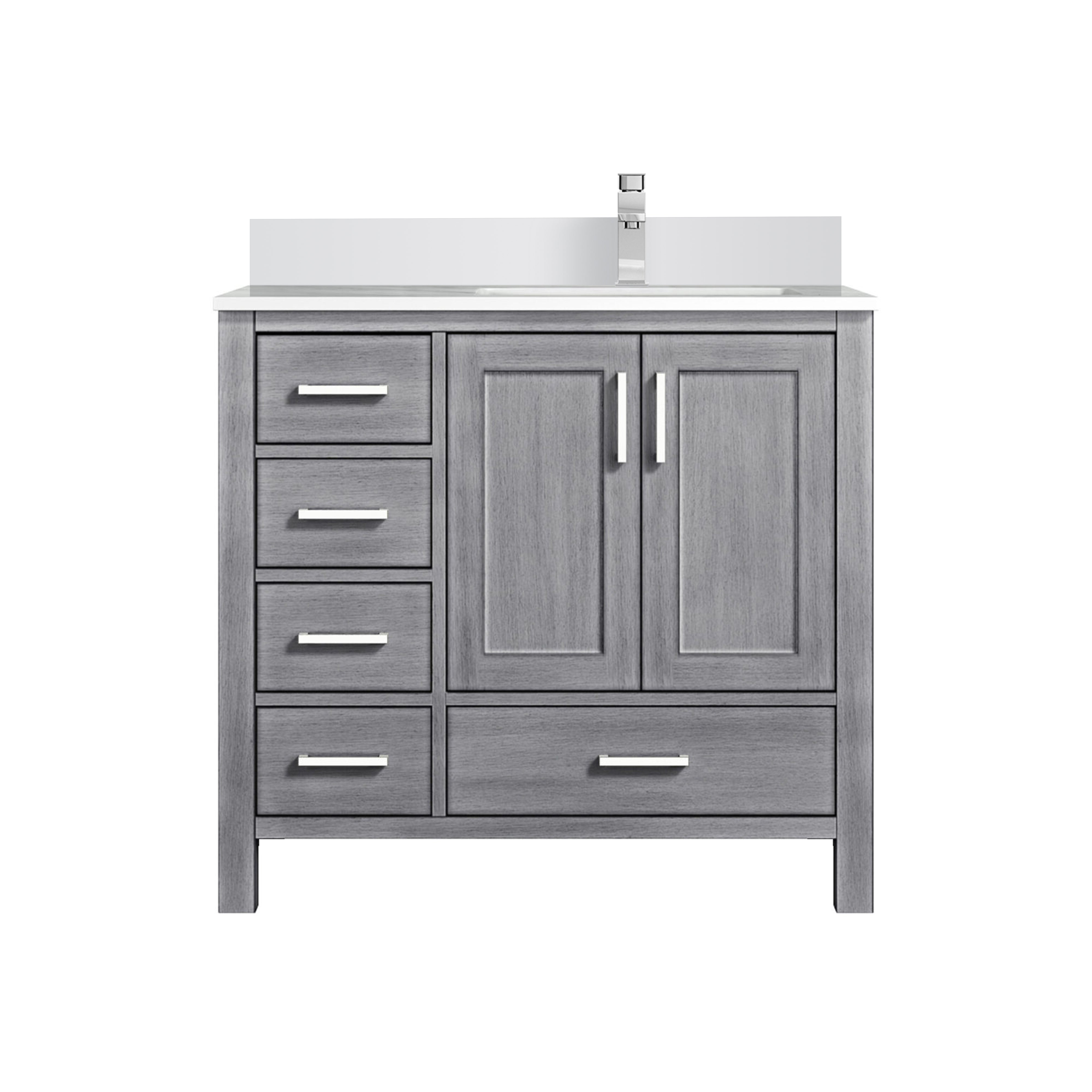 Jacques 36 in. W x 22 in. D Right Offset Distressed Grey Bath Vanity