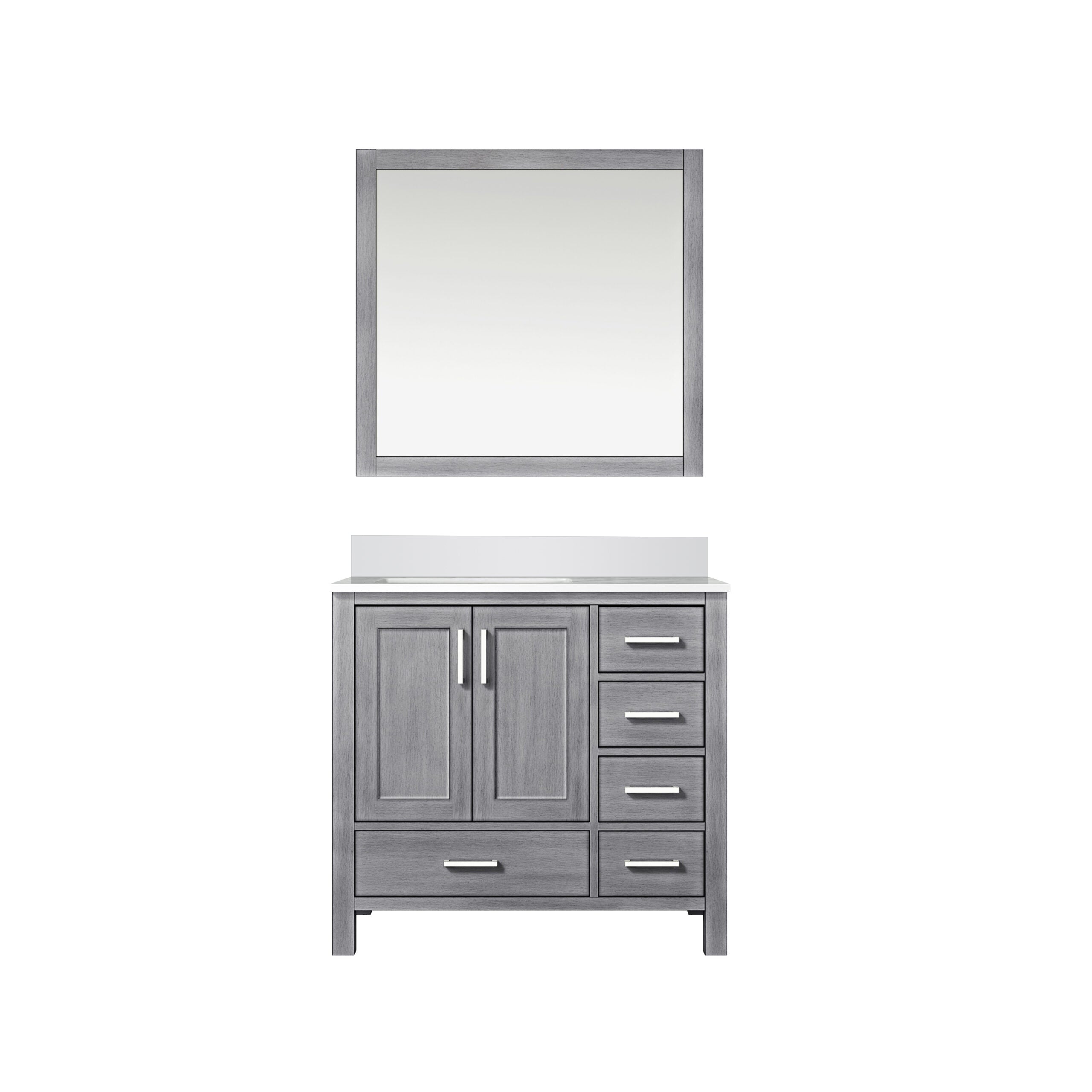 Lexora Jacques 36" Distressed Grey Left-Offset Bathroom Vanity