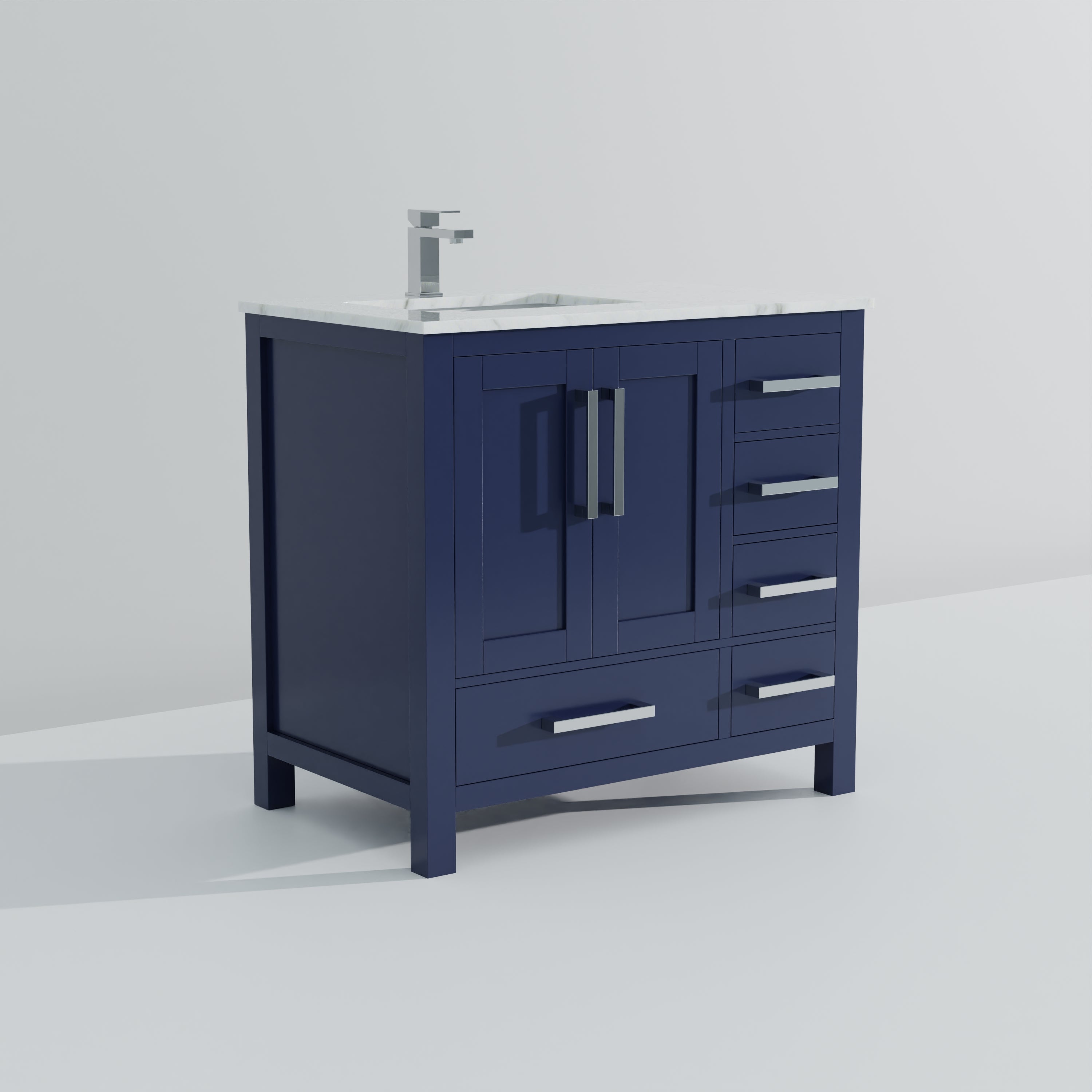 Lexora Jacques 36" Navy Blue Left-Offset Bathroom Vanity