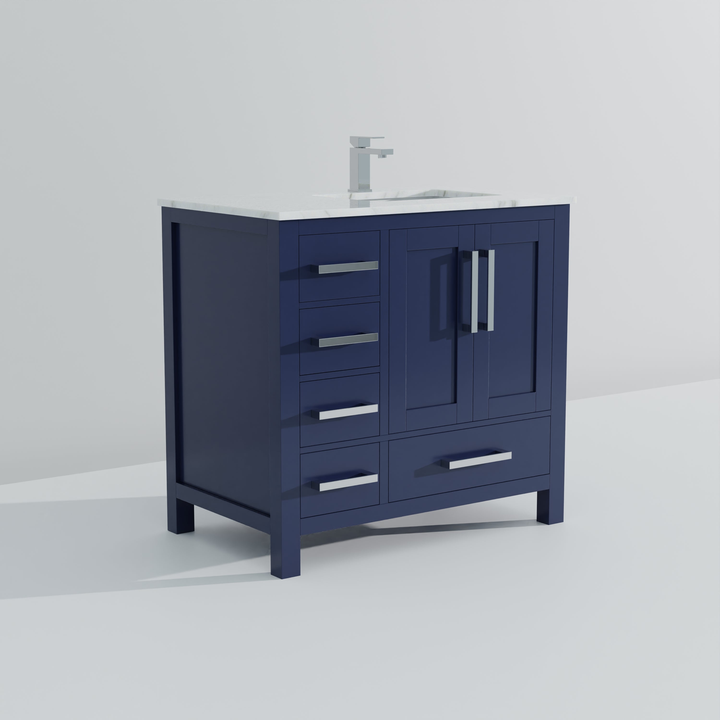 Jacques 36 in. W x 22 in. D Right Offset Navy Blue Bath Vanity