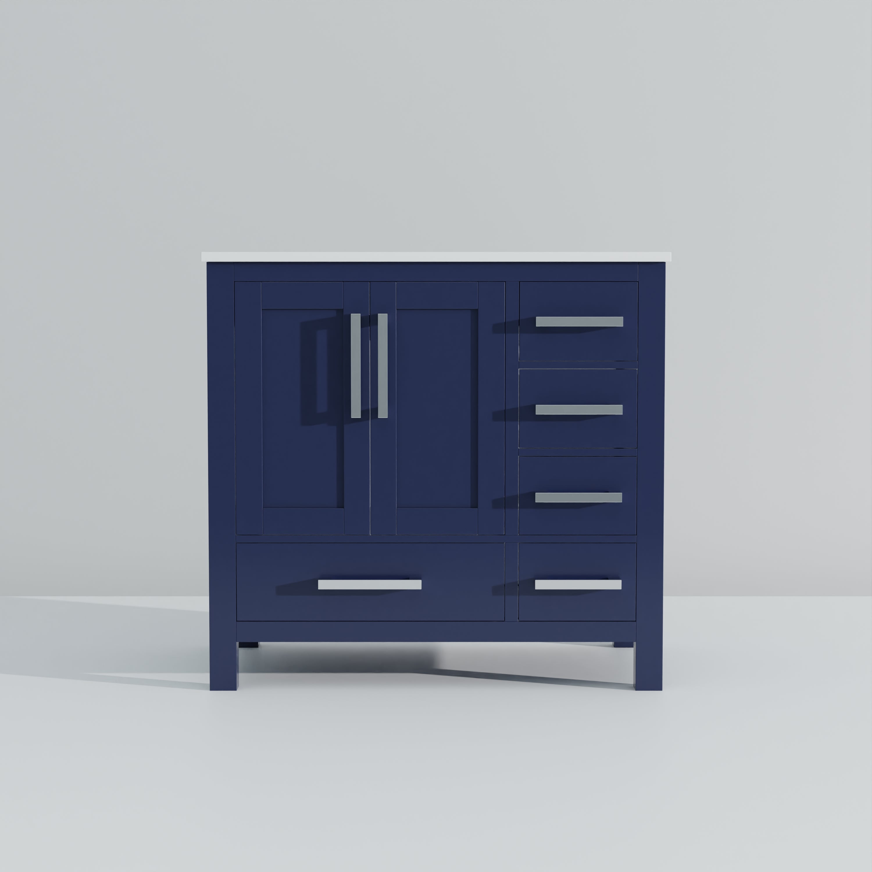 Lexora Jacques 36" Navy Blue Left-Offset Bathroom Vanity