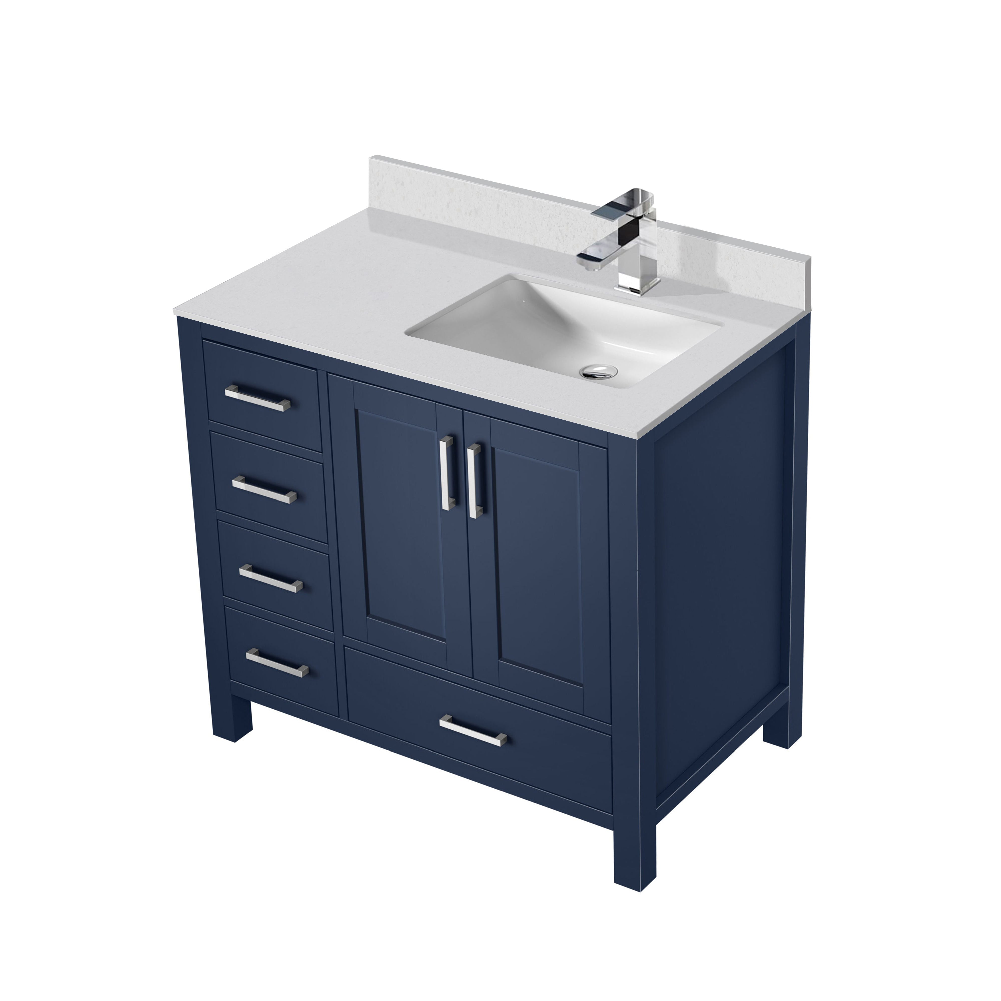 Jacques 36 in. W x 22 in. D Right Offset Navy Blue Bath Vanity
