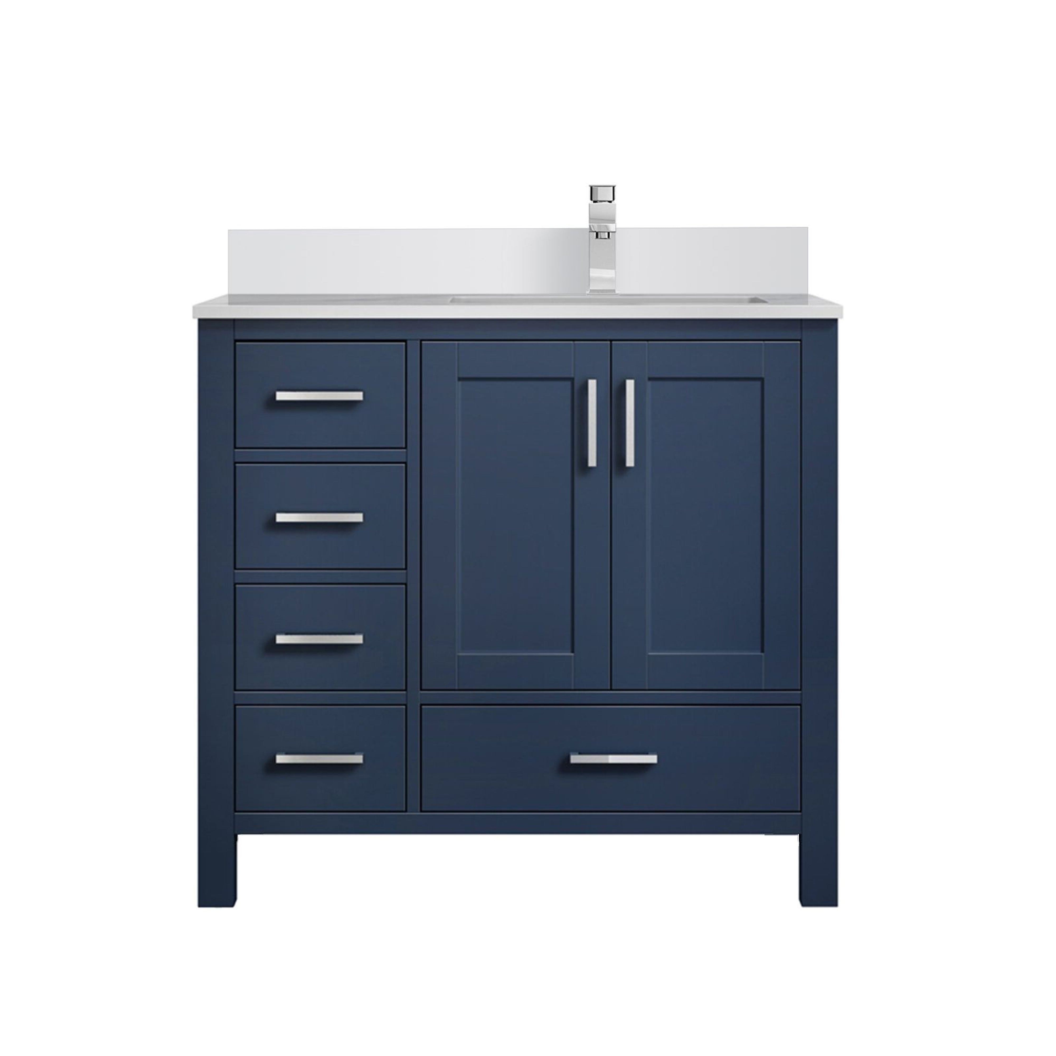 Jacques 36 in. W x 22 in. D Right Offset Navy Blue Bath Vanity