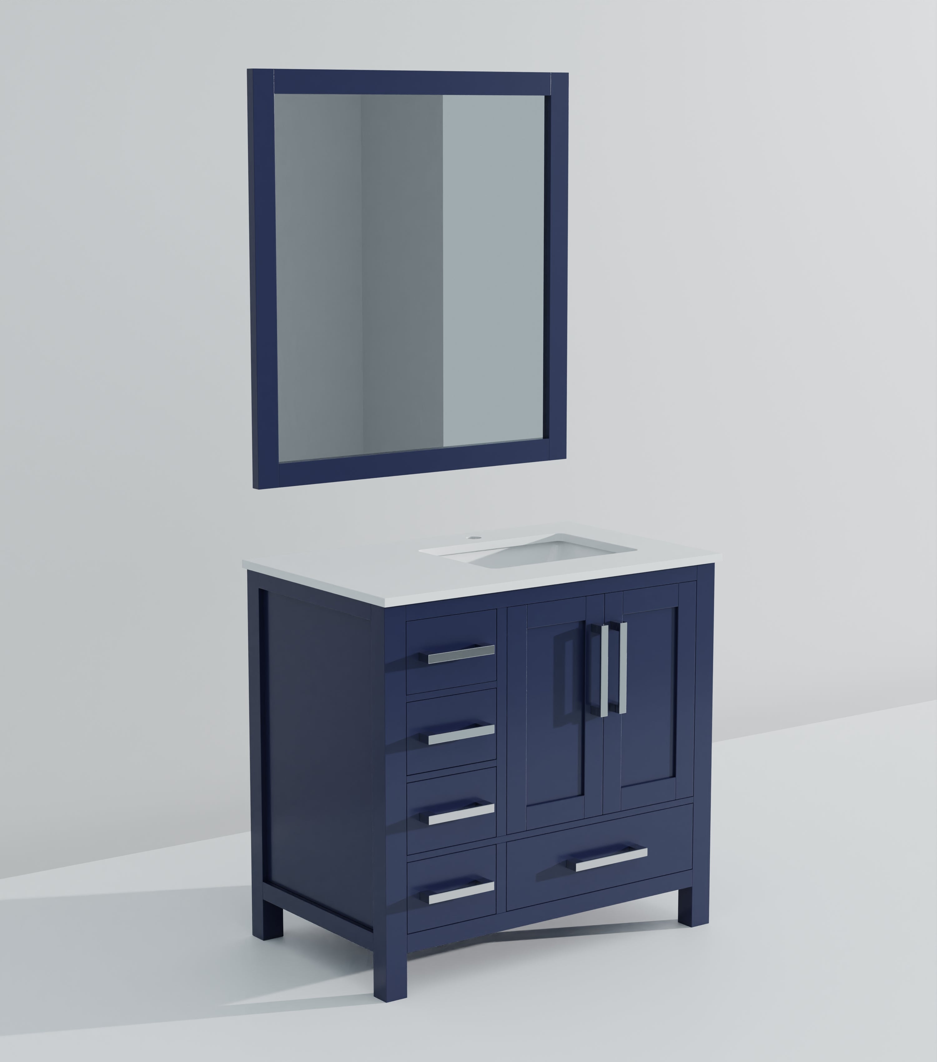 Jacques 36 in. W x 22 in. D Right Offset Navy Blue Bath Vanity