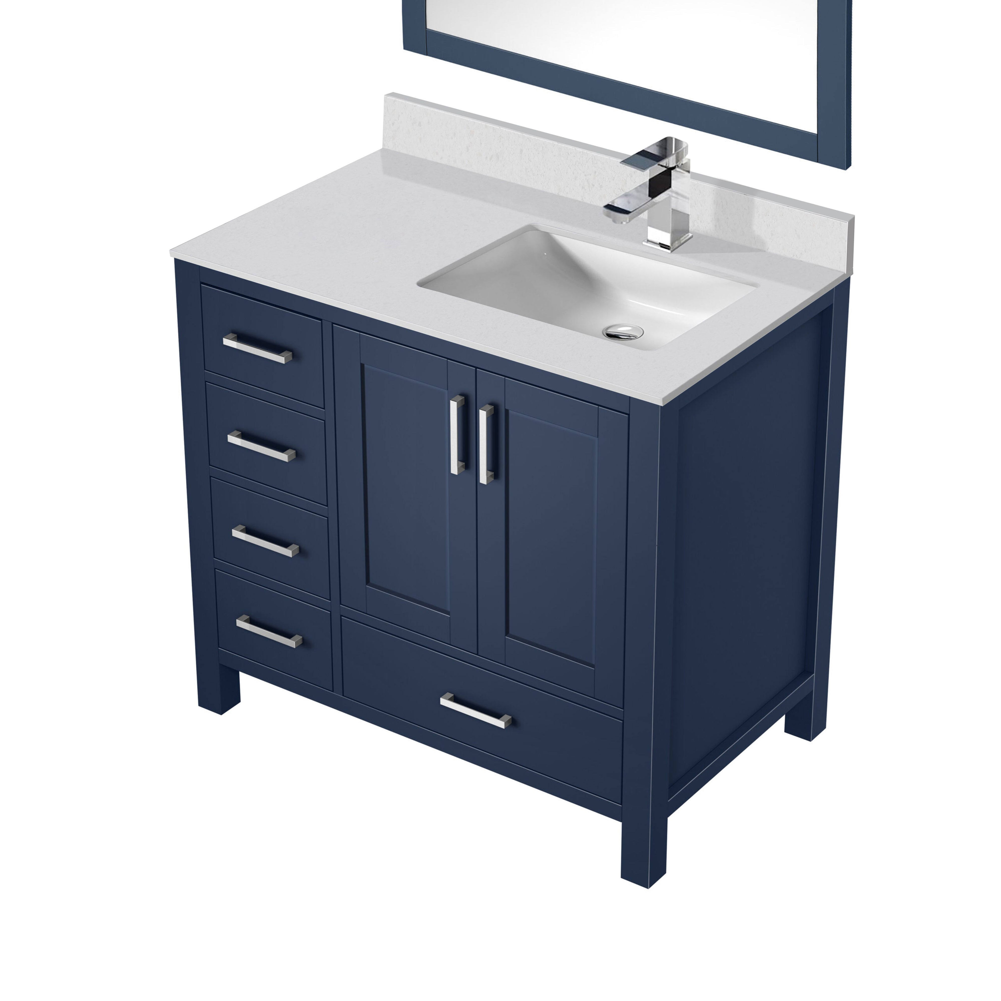 Jacques 36 in. W x 22 in. D Right Offset Navy Blue Bath Vanity