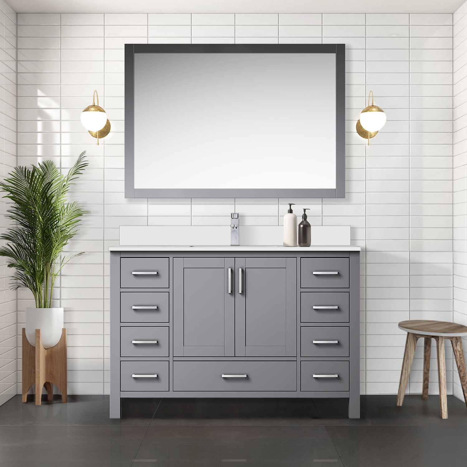 Jacques 48 in. W x 22 in. D Dark Grey Bath Vanity and Cultured Marble Top