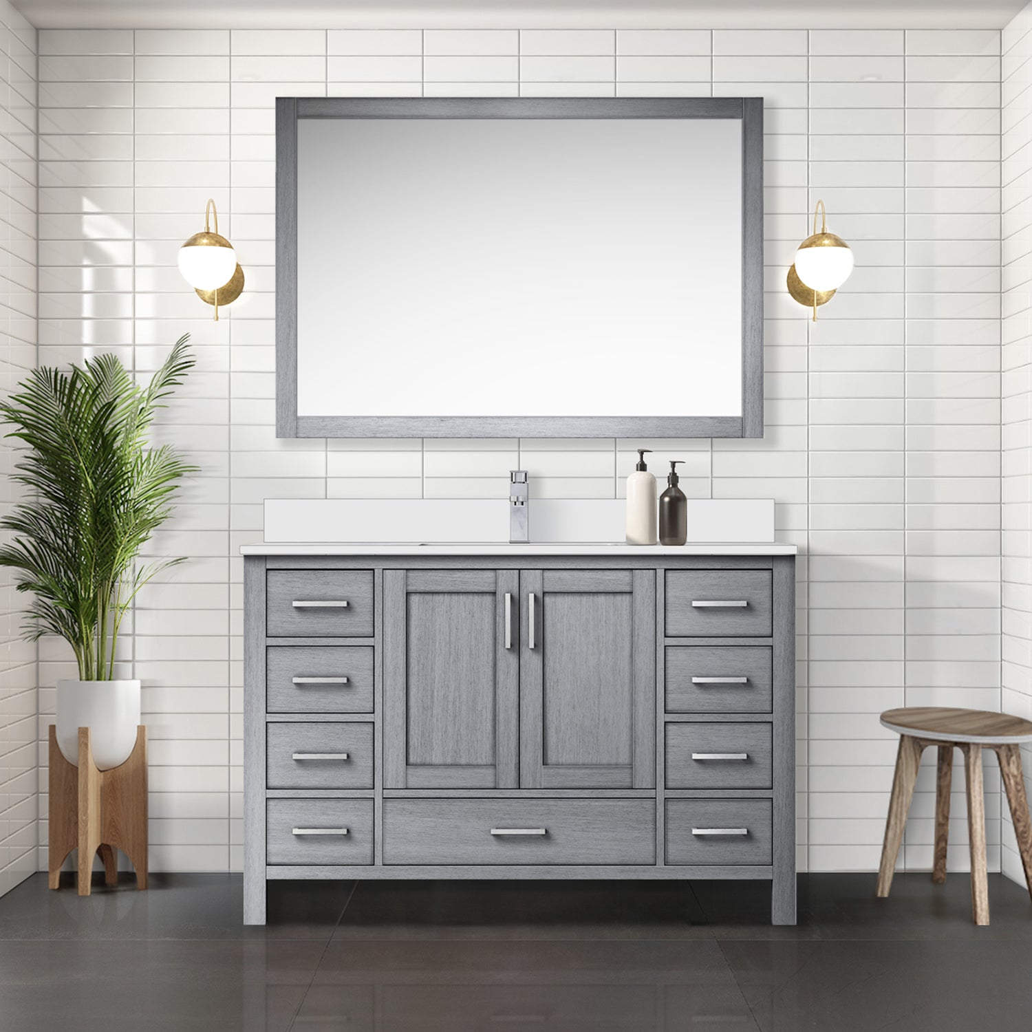 Jacques 48 in. W x 22 in. D Distressed Grey Bath Vanity and Cultured Marble Top
