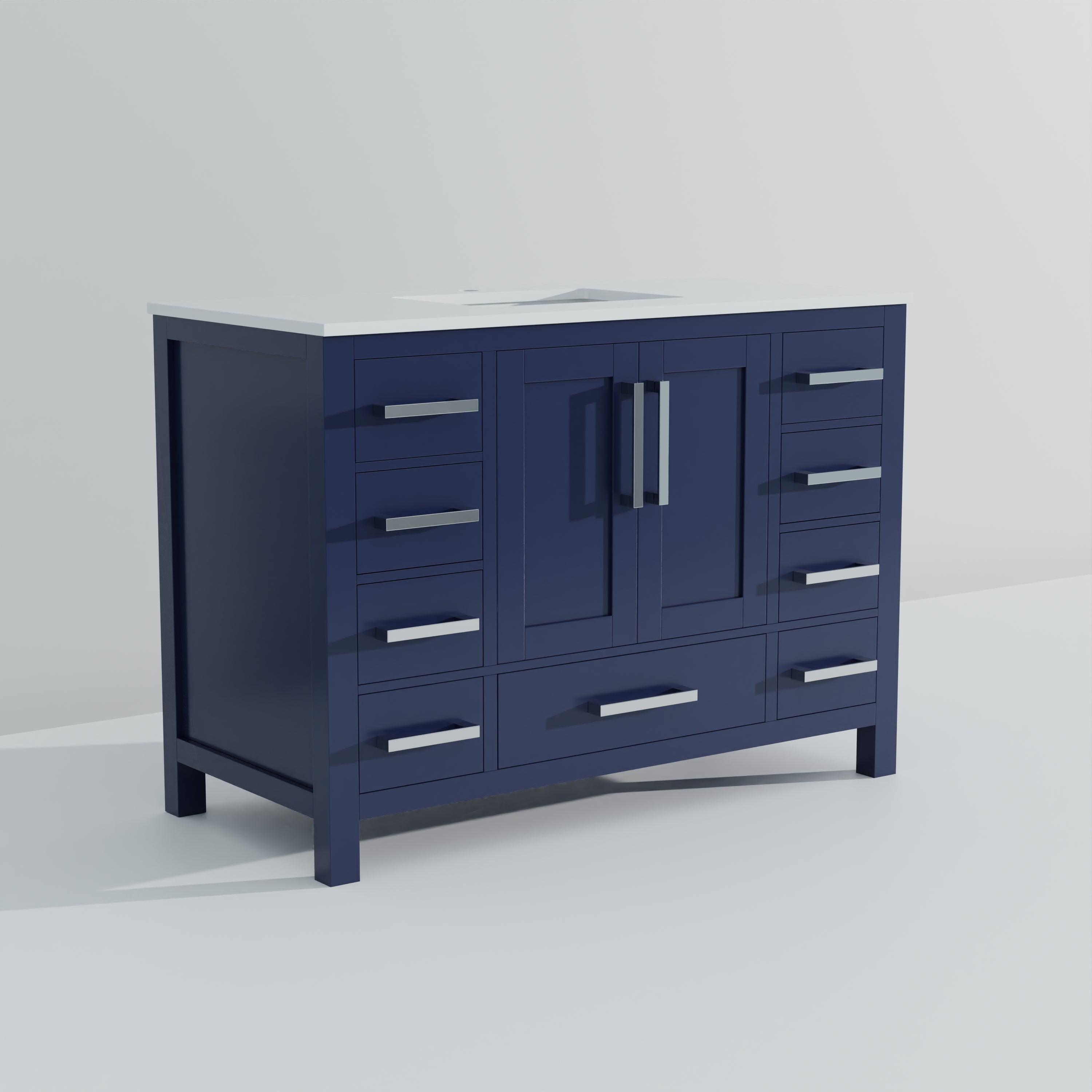 Jacques 48 in. W x 22 in. D Navy Blue Bath Vanity and Cultured Marble Top