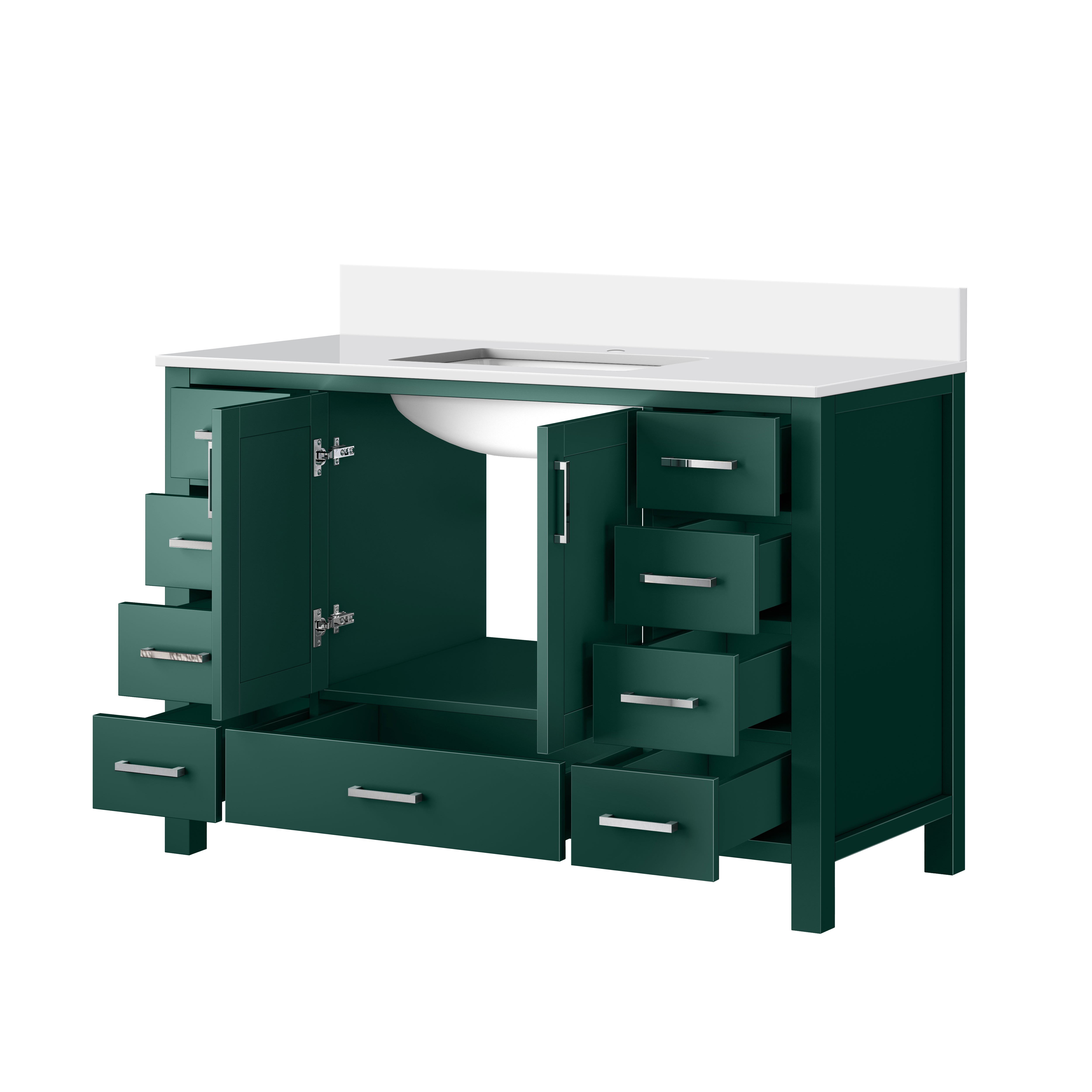 Jacques 48 in. W x 22 in. D Green Bath Vanity and Cultured Marble Top