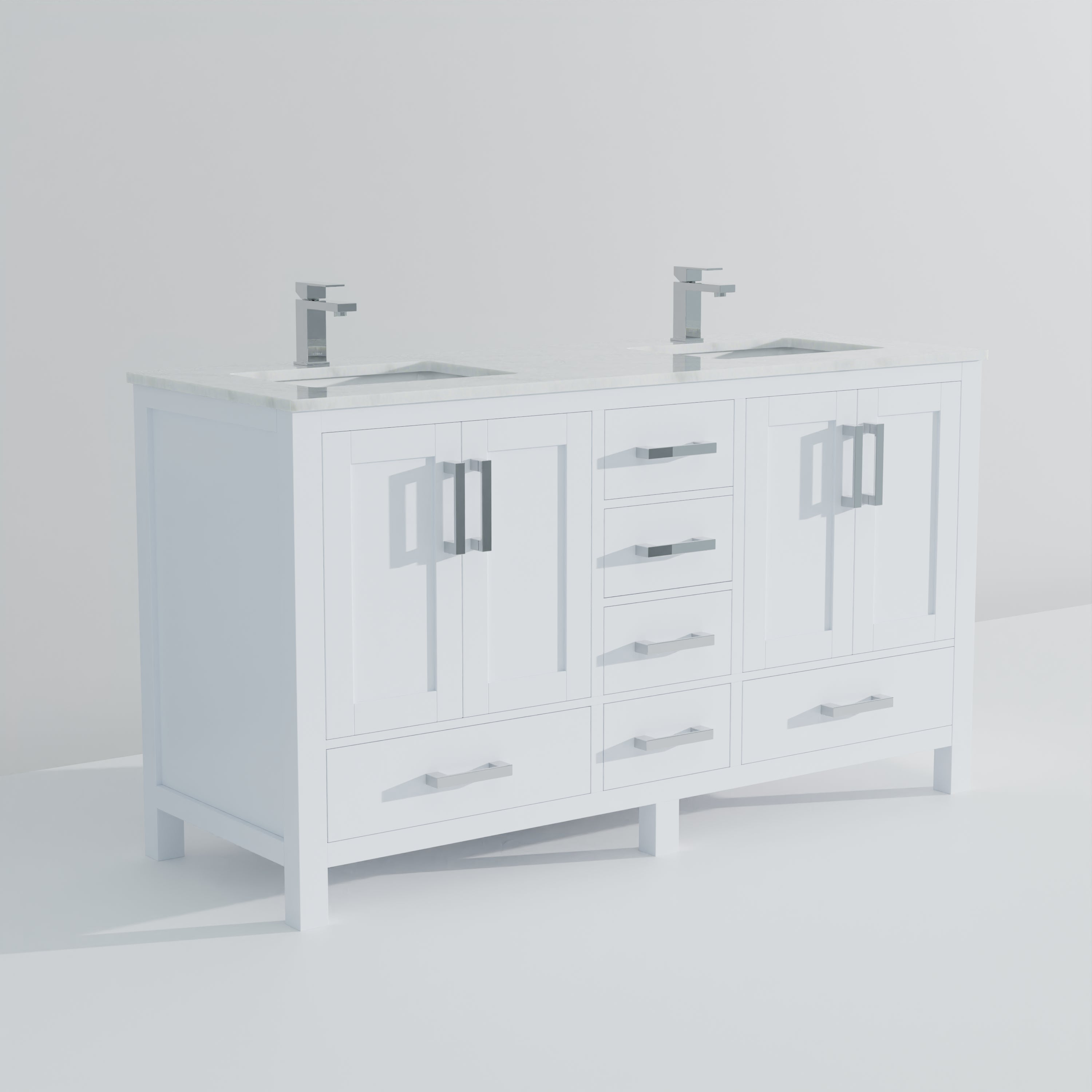 Jacques 60 in. W x 22 in. D White Double Bath Vanity