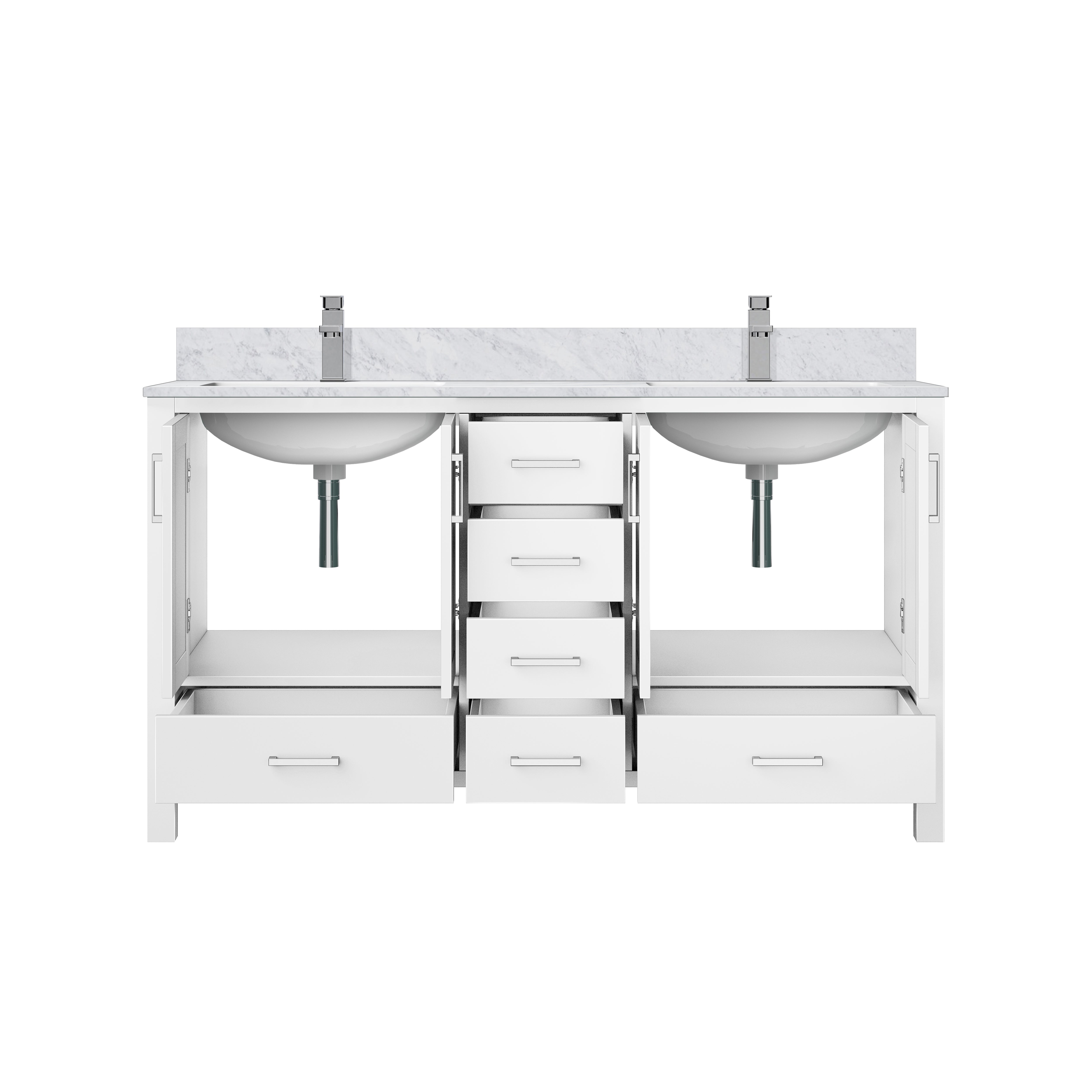 Jacques 60 in. W x 22 in. D White Double Bath Vanity