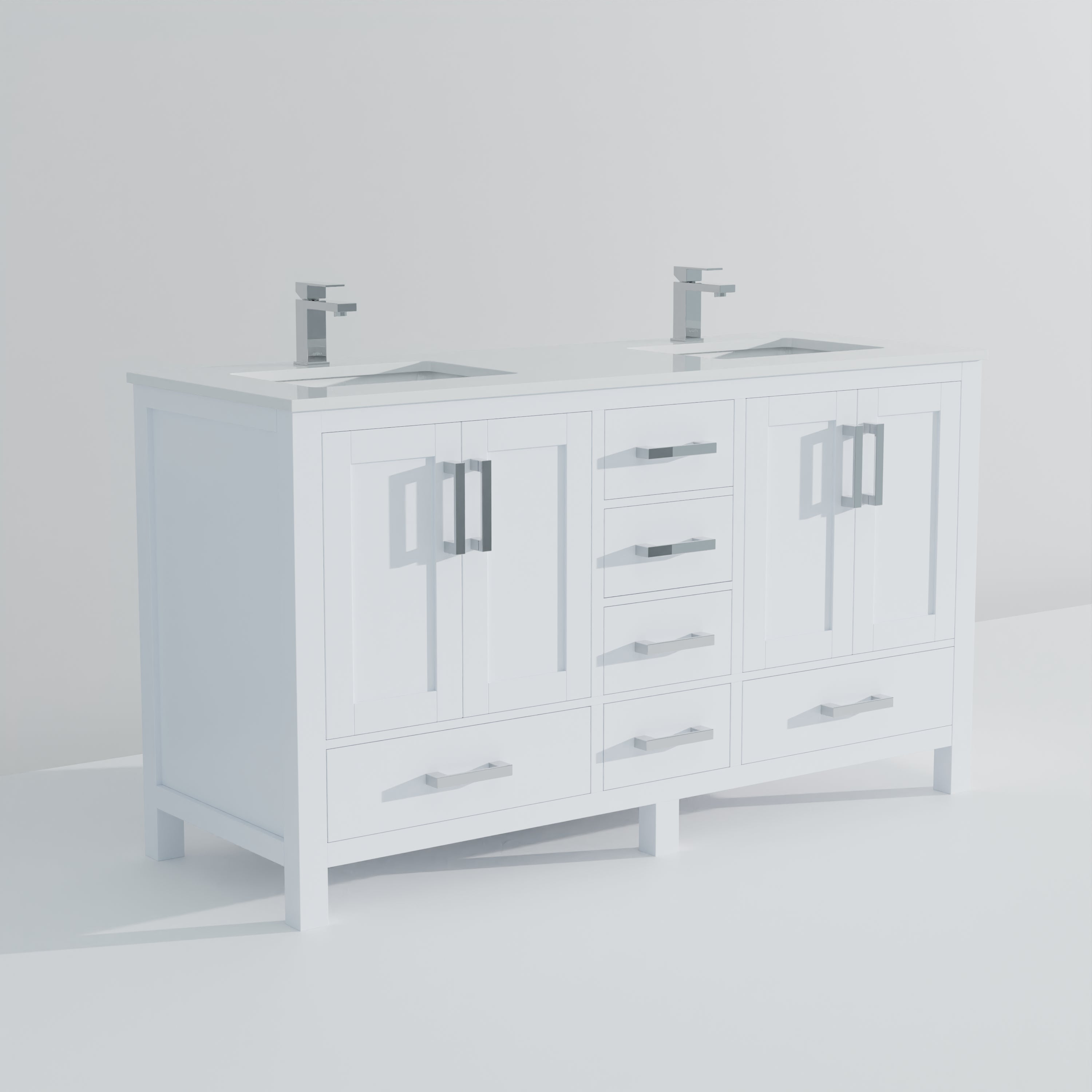 Jacques 60 in. W x 22 in. D White Double Bath Vanity