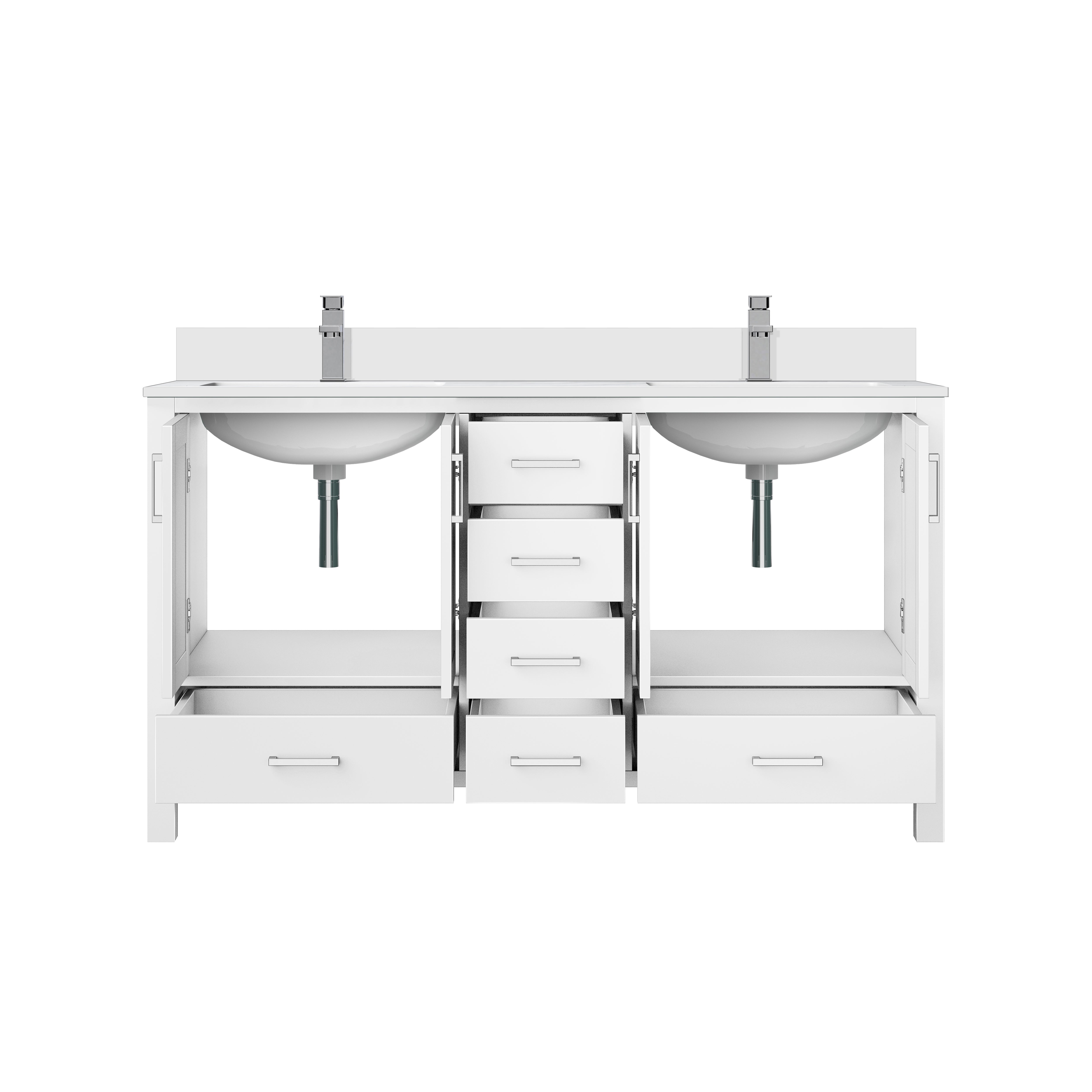 Jacques 60 in. W x 22 in. D White Double Bath Vanity