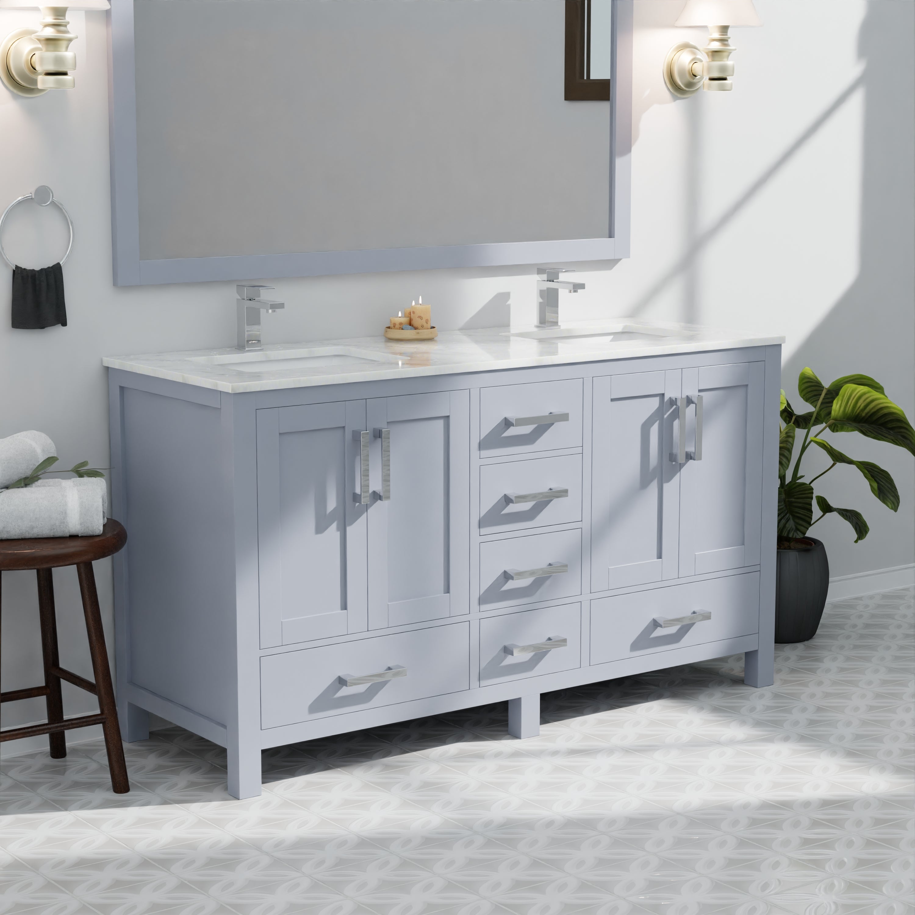 Jacques 60 in. W x 22 in. D Dark Grey Double Bath Vanity