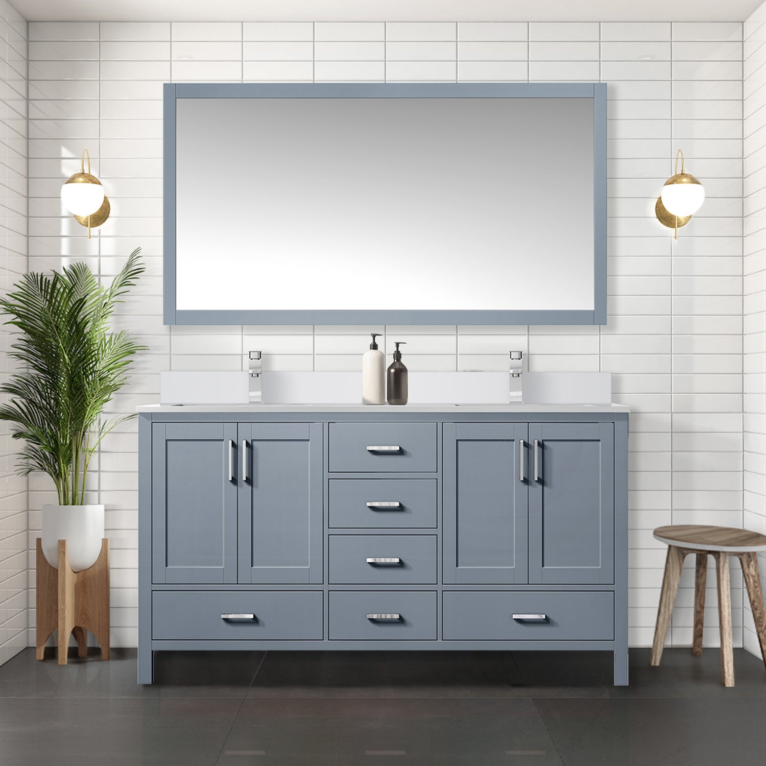 Jacques 60 in. W x 22 in. D Dark Grey Bath Vanity