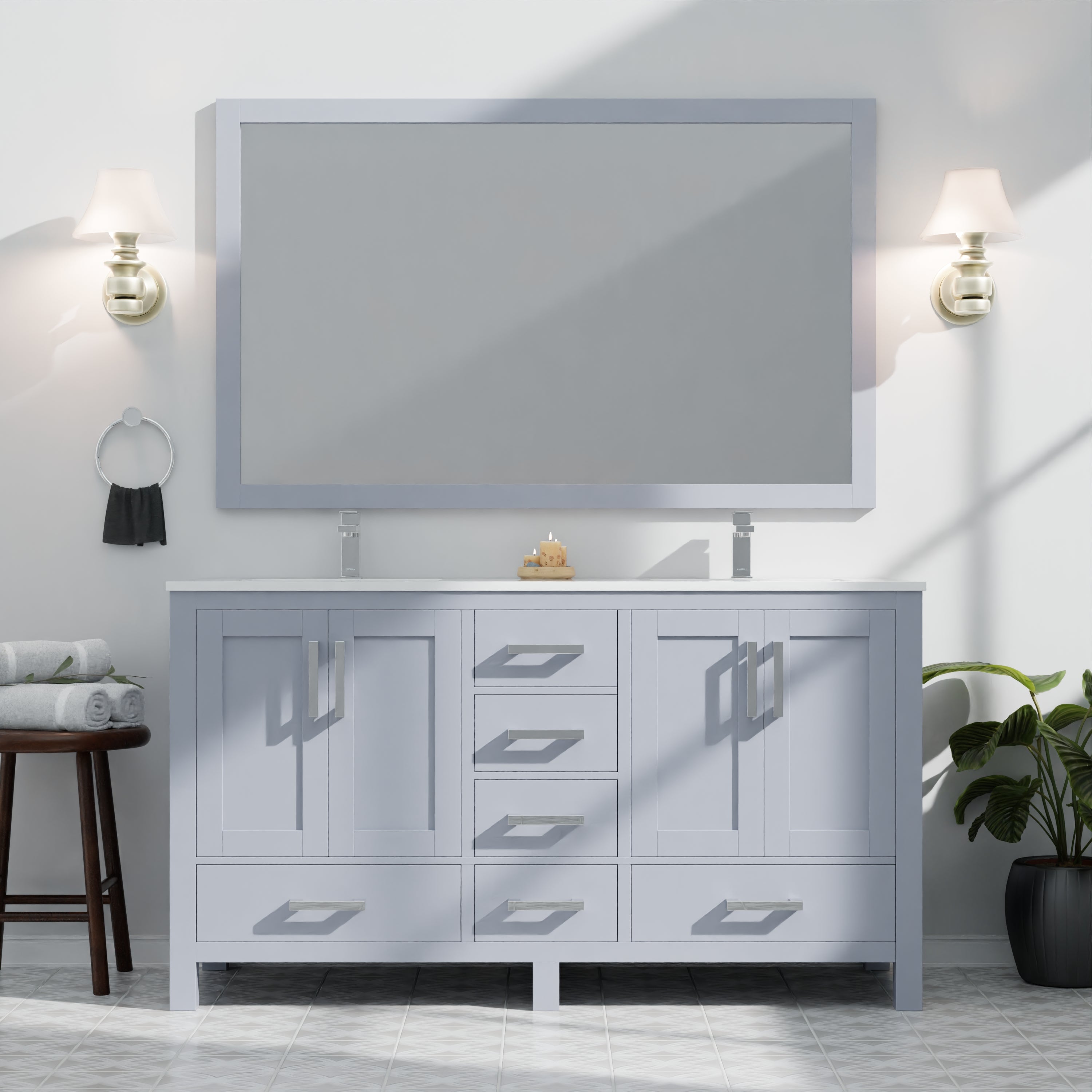 Jacques 60 in. W x 22 in. D Dark Grey Bath Vanity