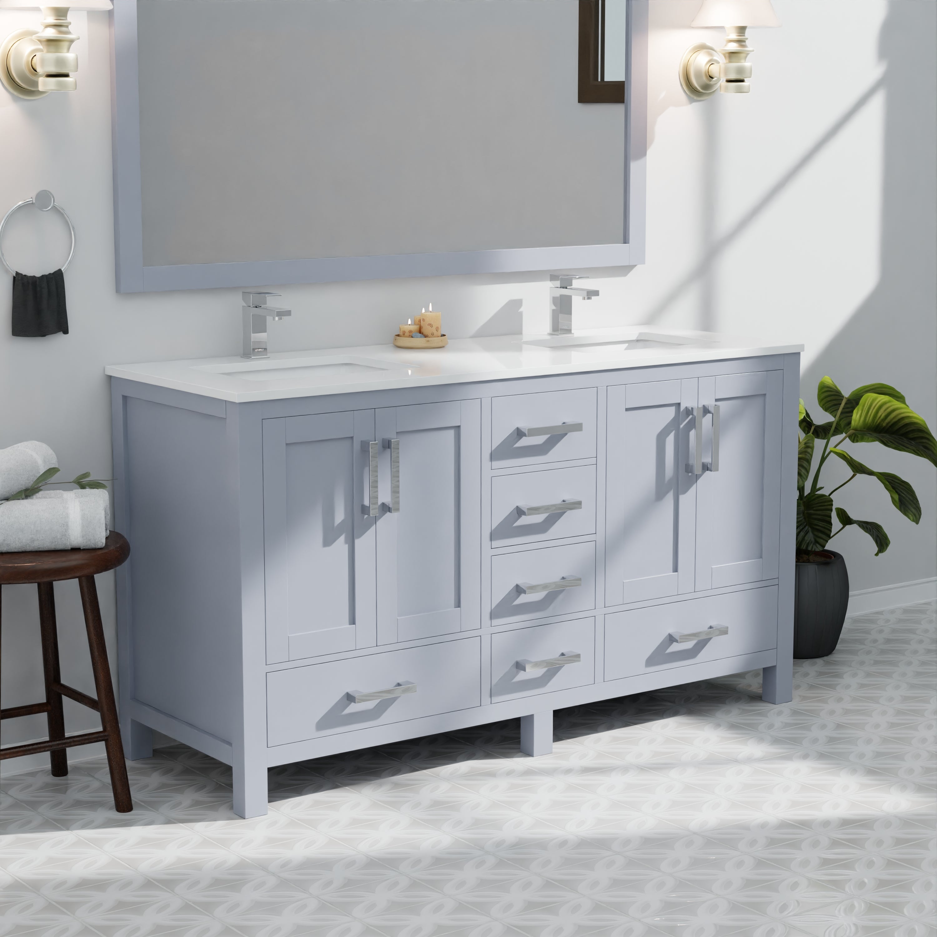 Jacques 60 in. W x 22 in. D Dark Grey Bath Vanity