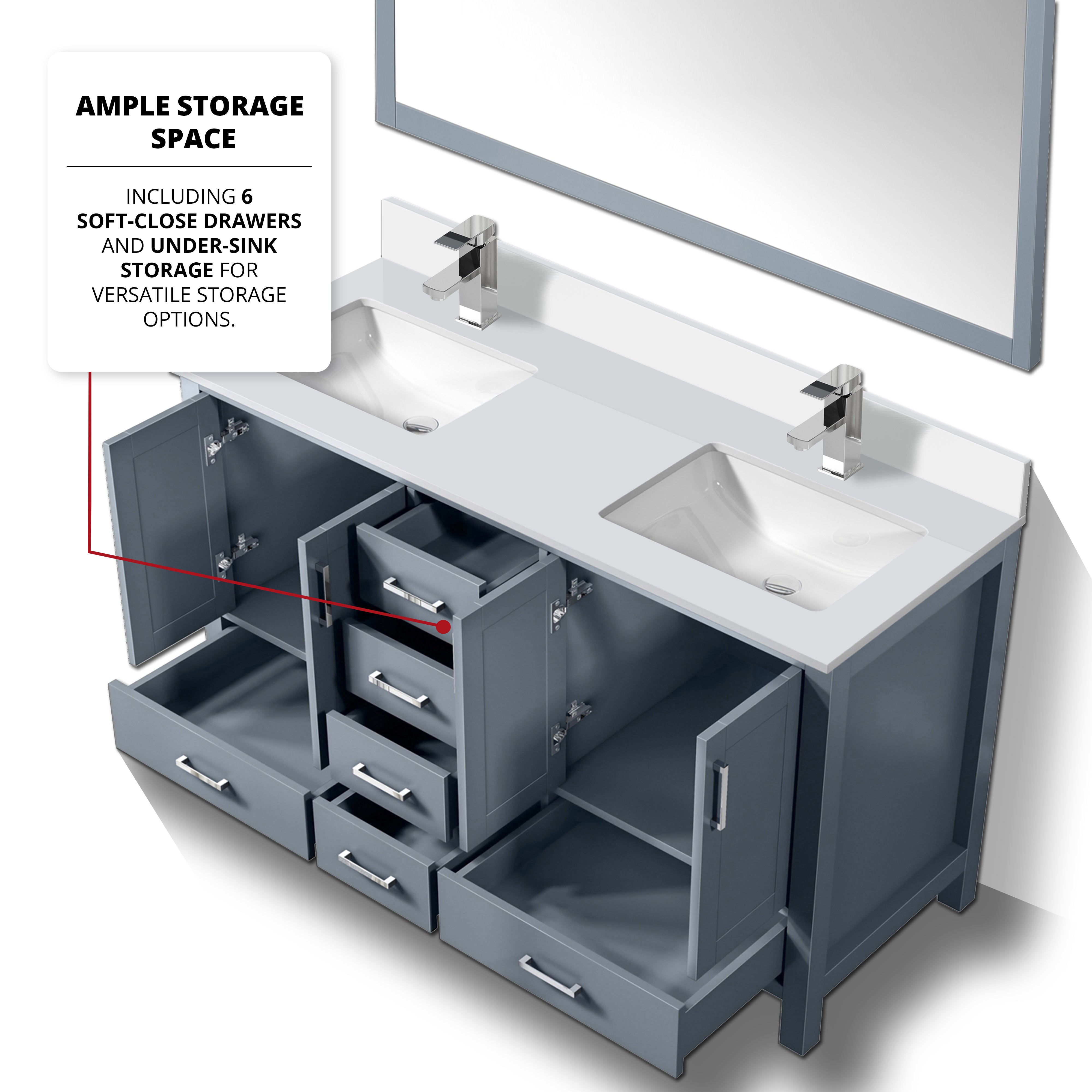 Jacques 60 in. W x 22 in. D Dark Grey Bath Vanity