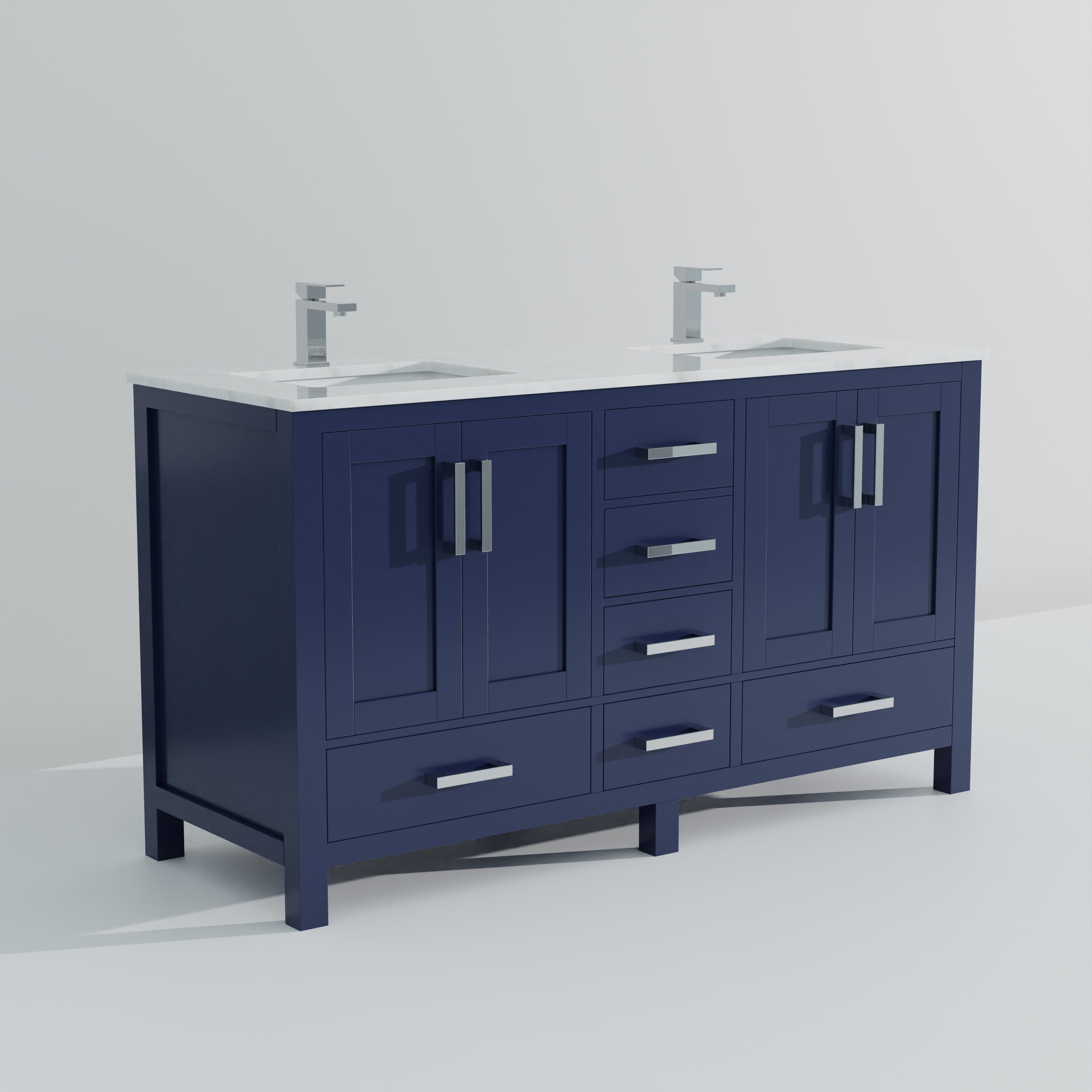 Jacques 60 in. W x 22 in. D Navy Blue Double Bath Vanity