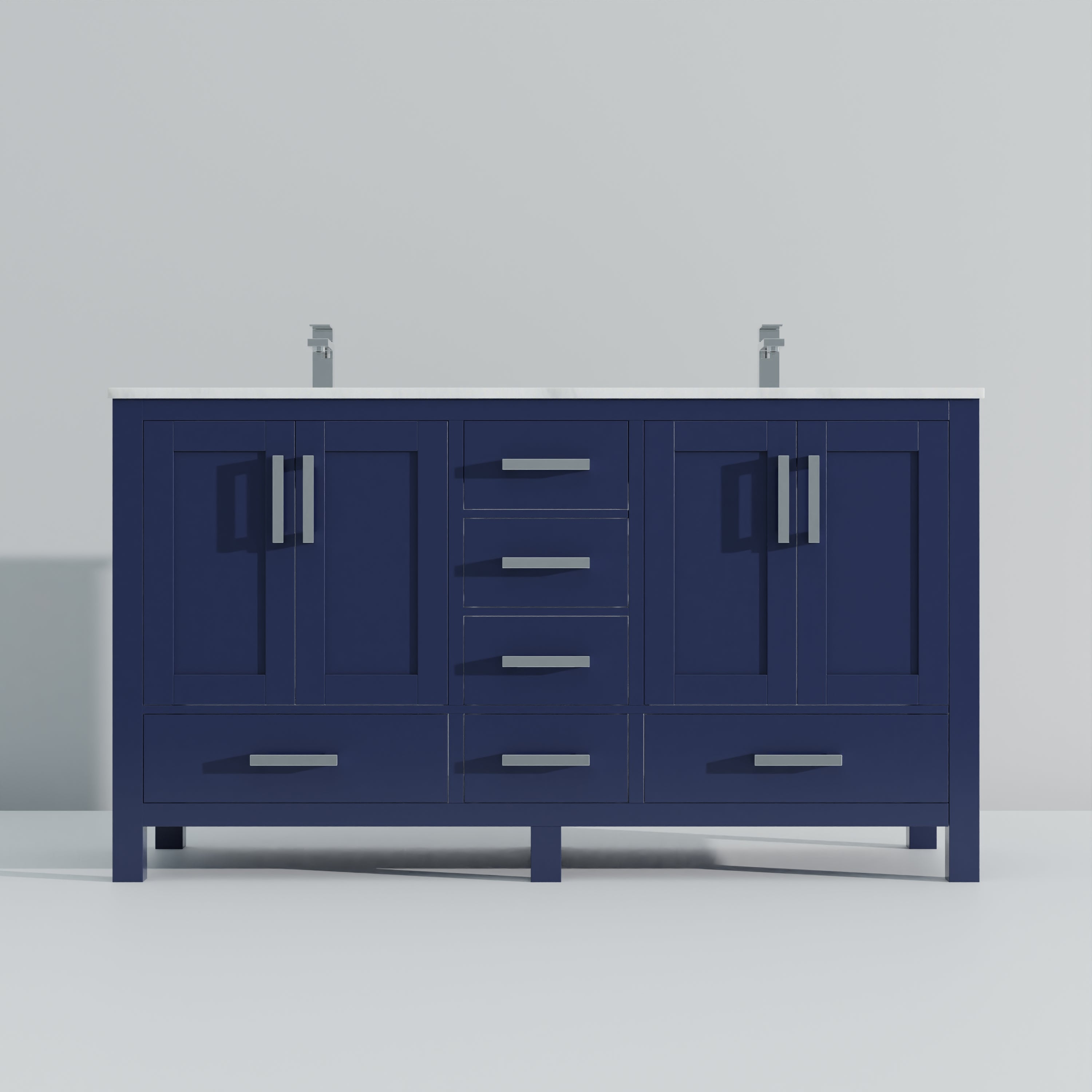 Jacques 60 in. W x 22 in. D Navy Blue Double Bath Vanity