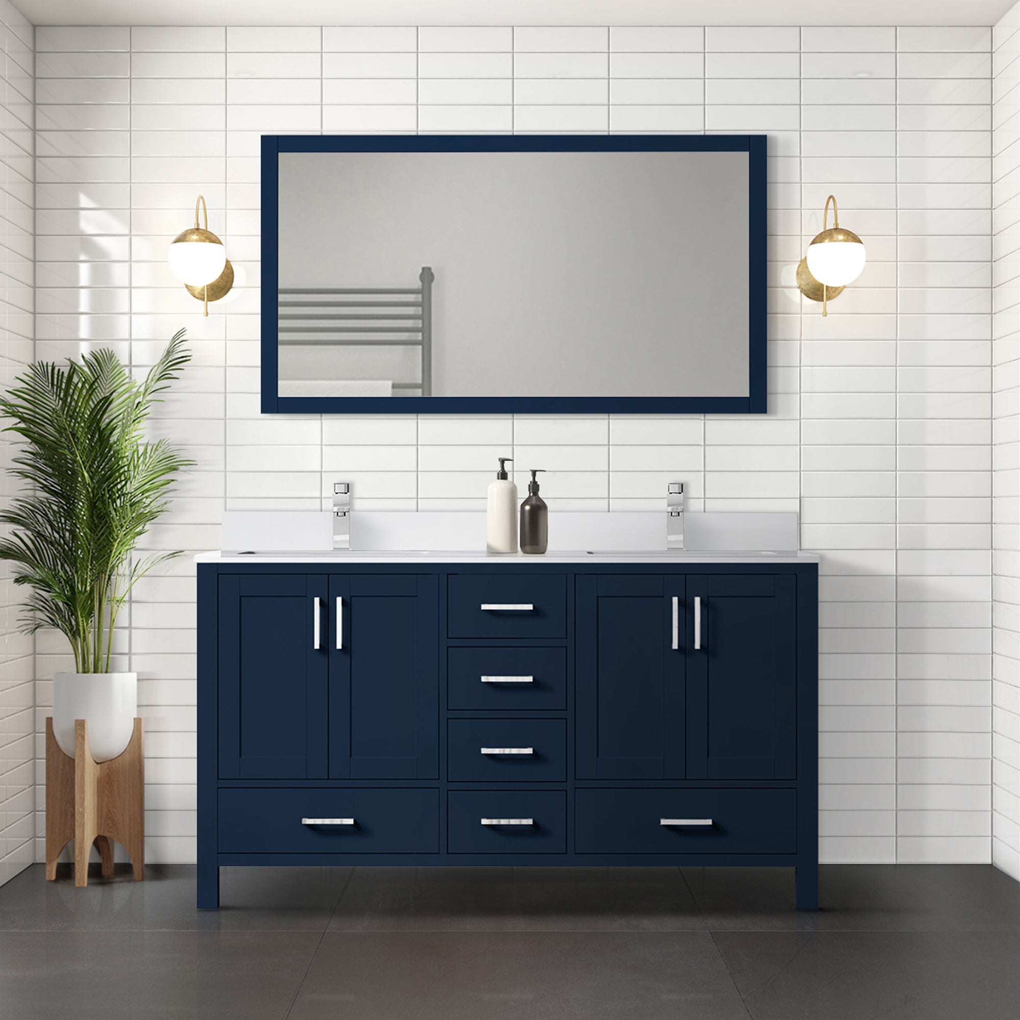 Jacques 60 in. W x 22 in. D Navy Blue Bath Vanity