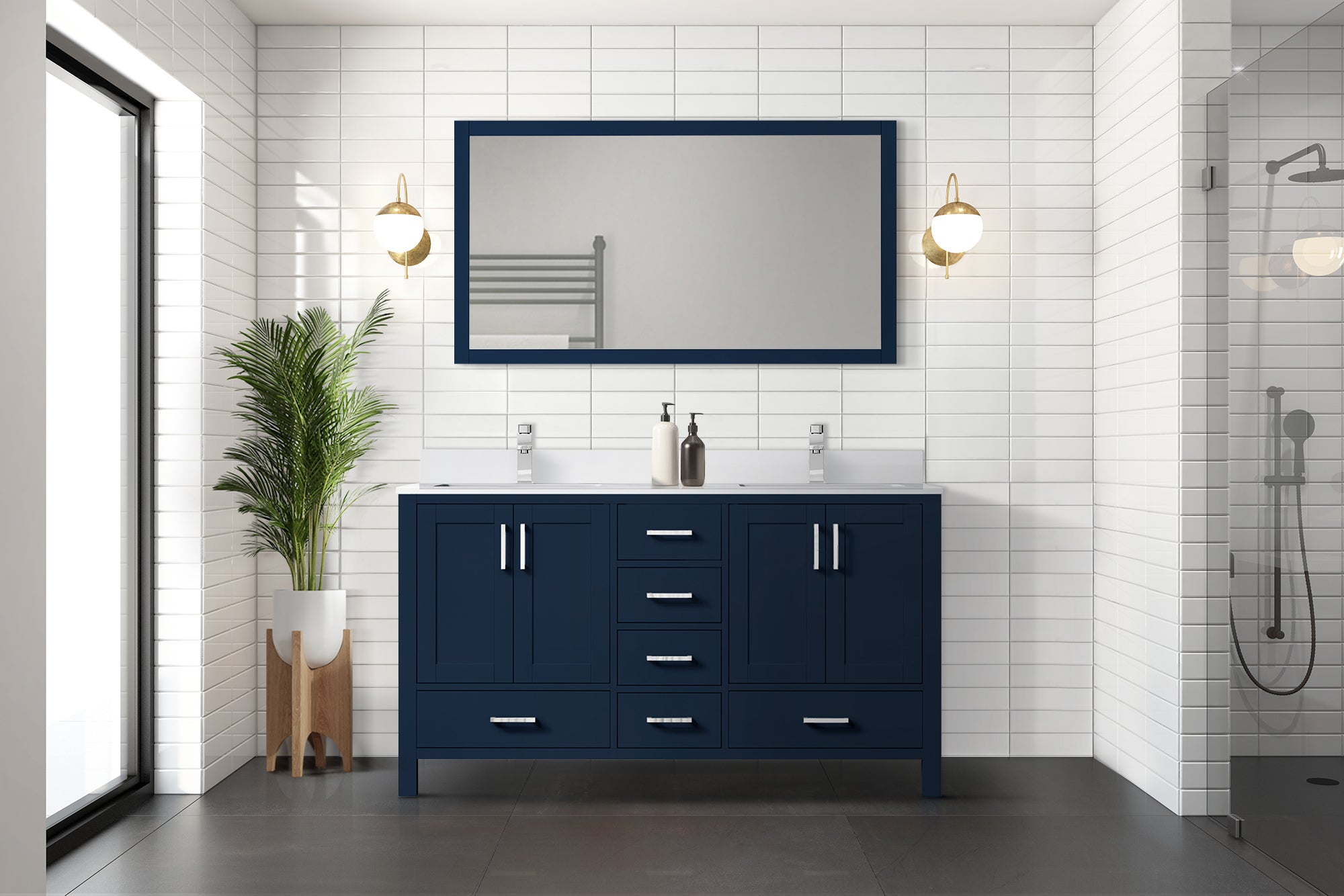 Jacques 60 in. W x 22 in. D Navy Blue Bath Vanity