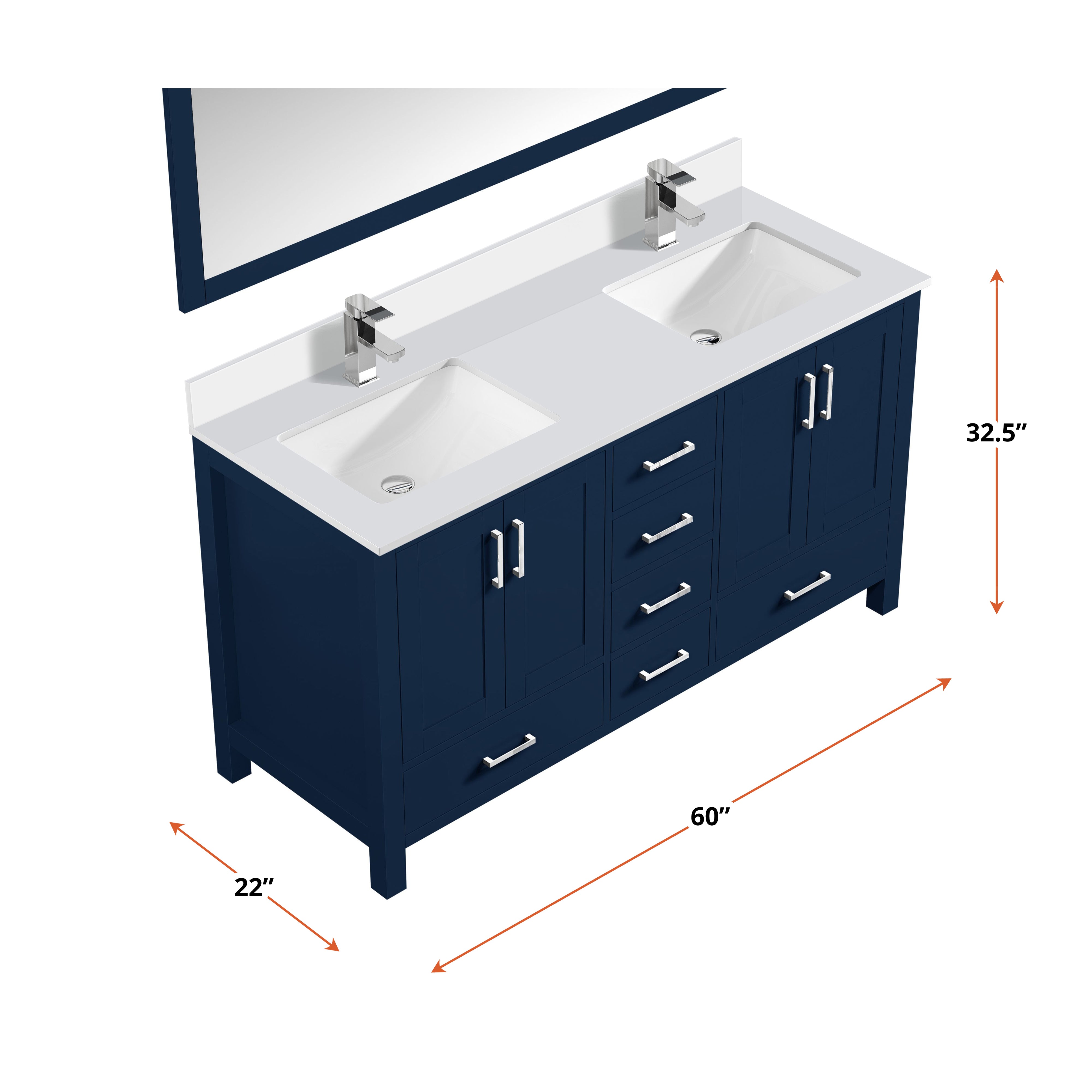 Jacques 60 in. W x 22 in. D Navy Blue Bath Vanity