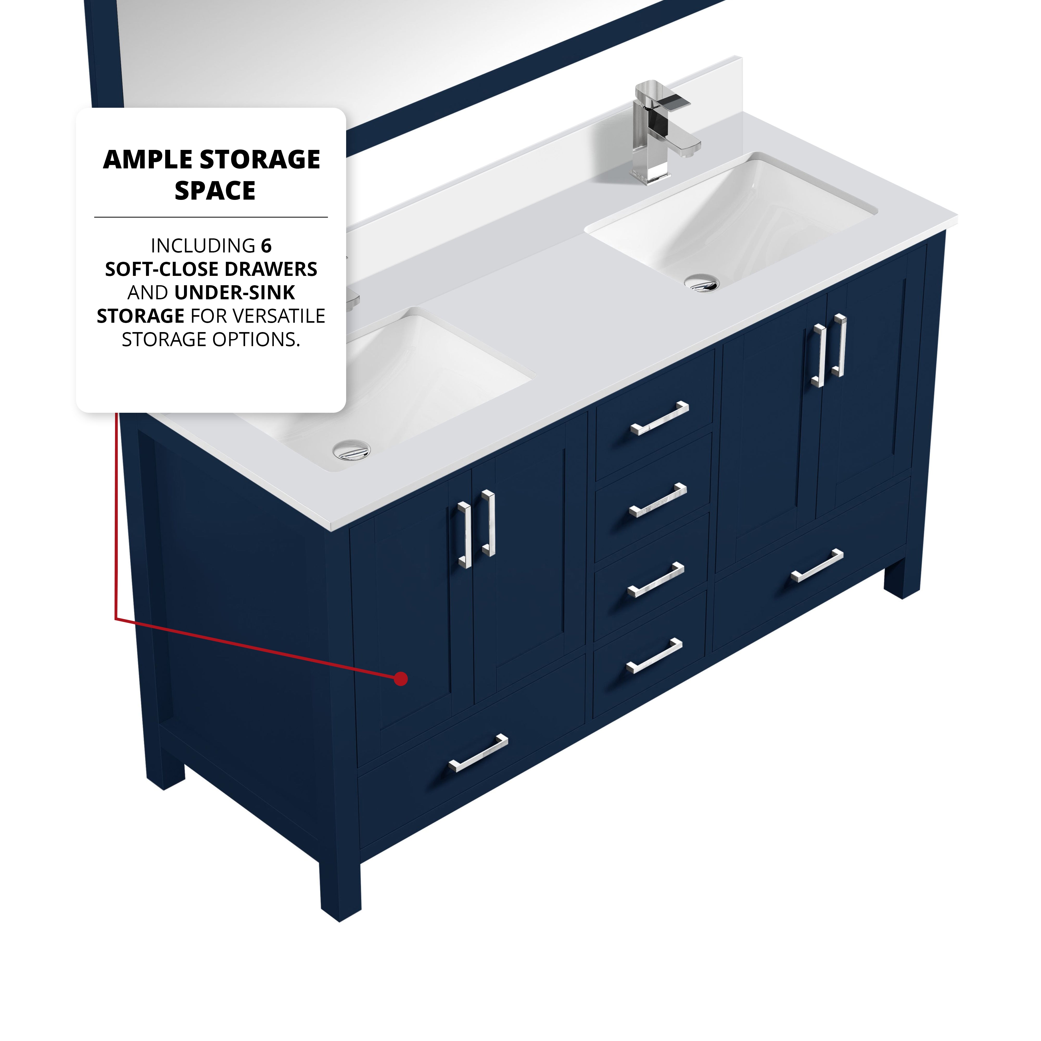 Jacques 60 in. W x 22 in. D Navy Blue Bath Vanity
