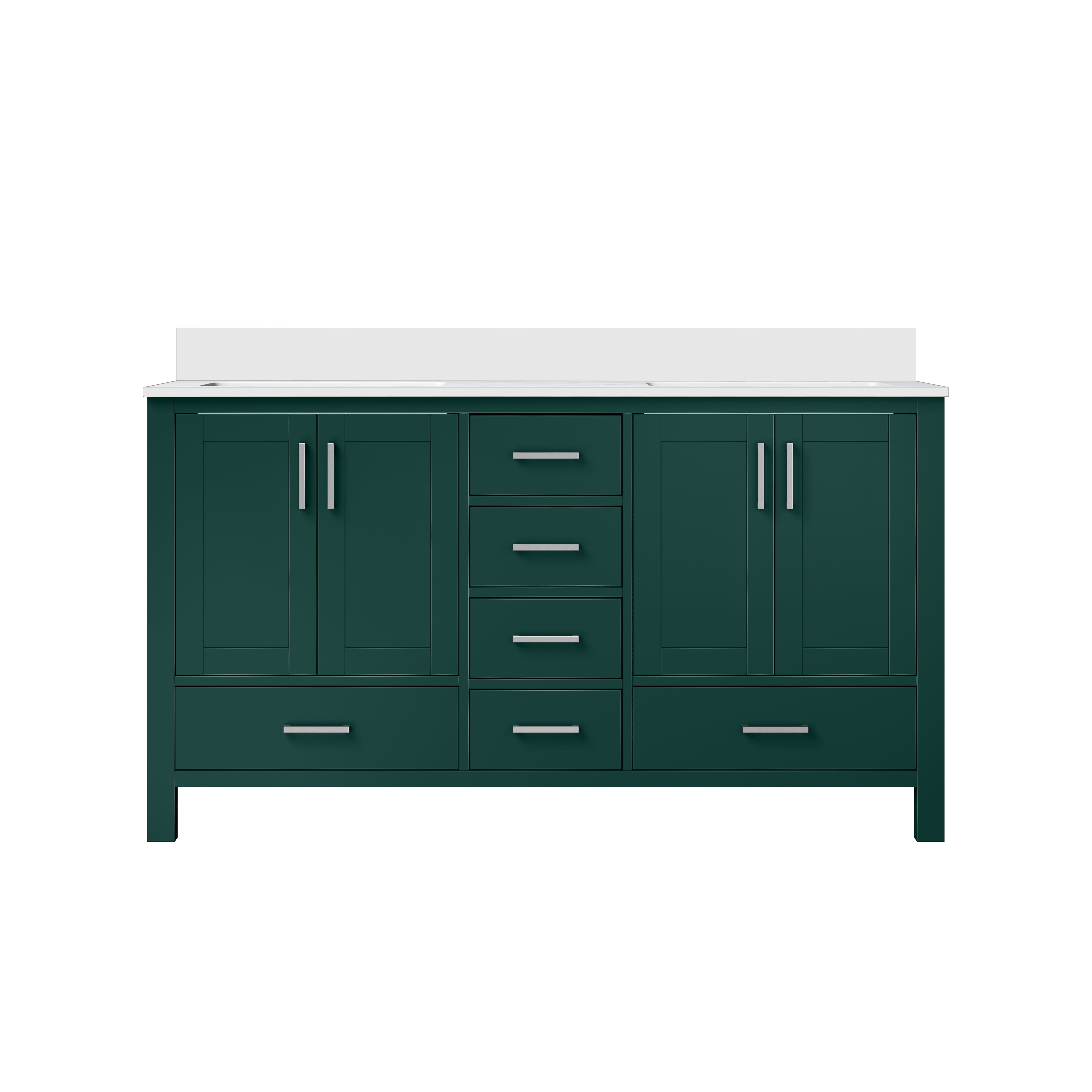 Jacques 60 in. W x 22 in. D Green Bath Vanity and Cultured Marble Top