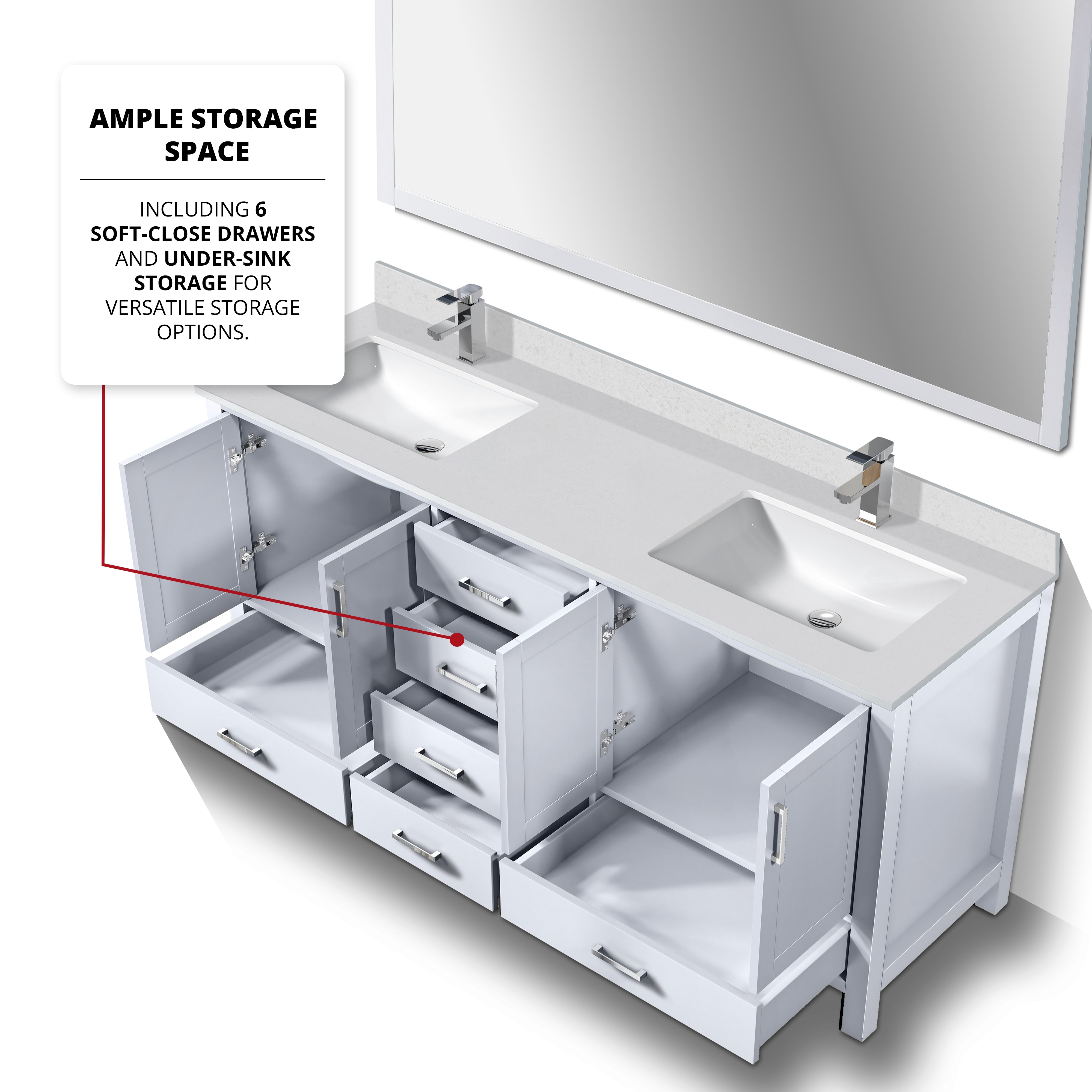 Jacques 72 in. W x 22 in. D White Bath Vanity