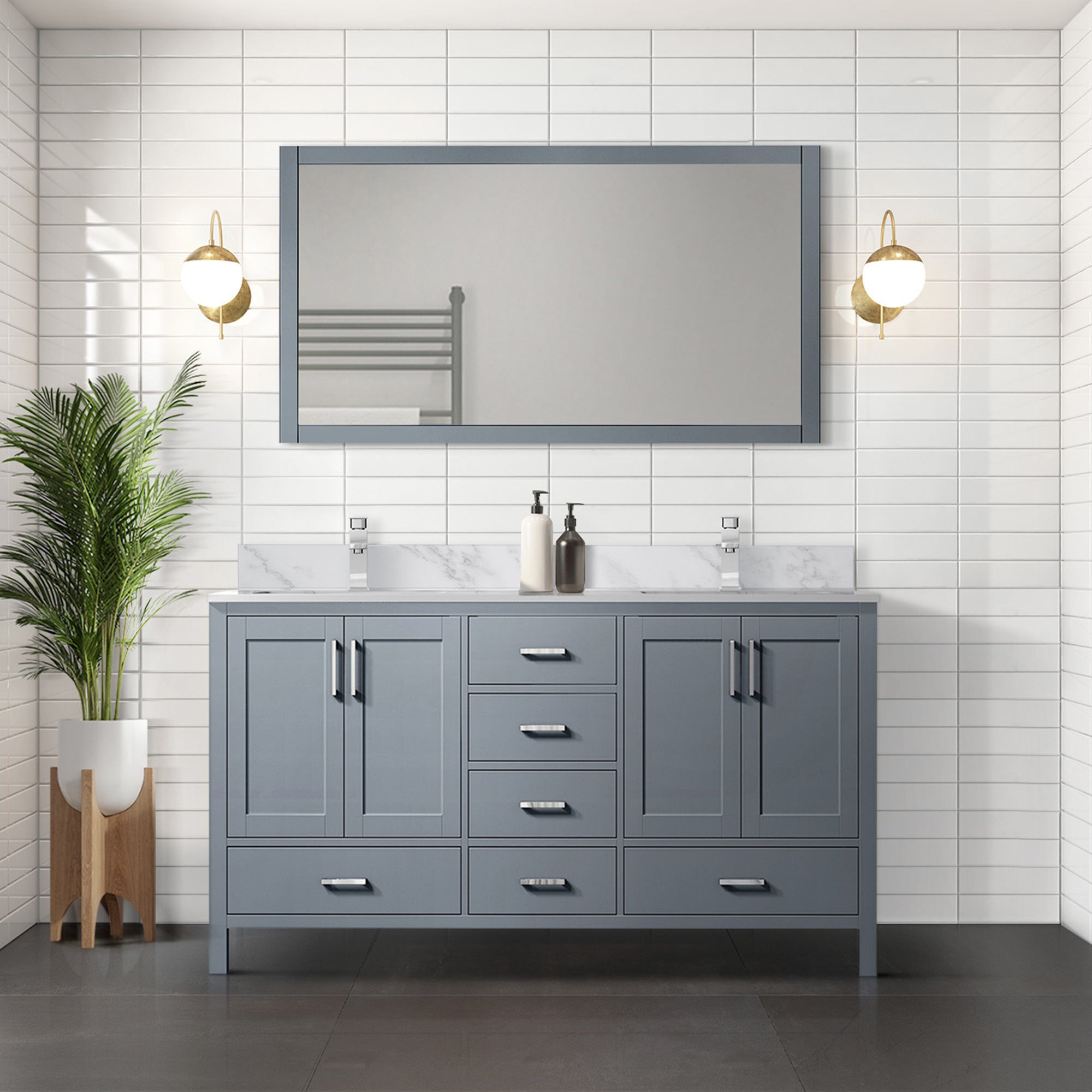 Jacques 72 in. W x 22 in. D Dark Grey Double Bath Vanity