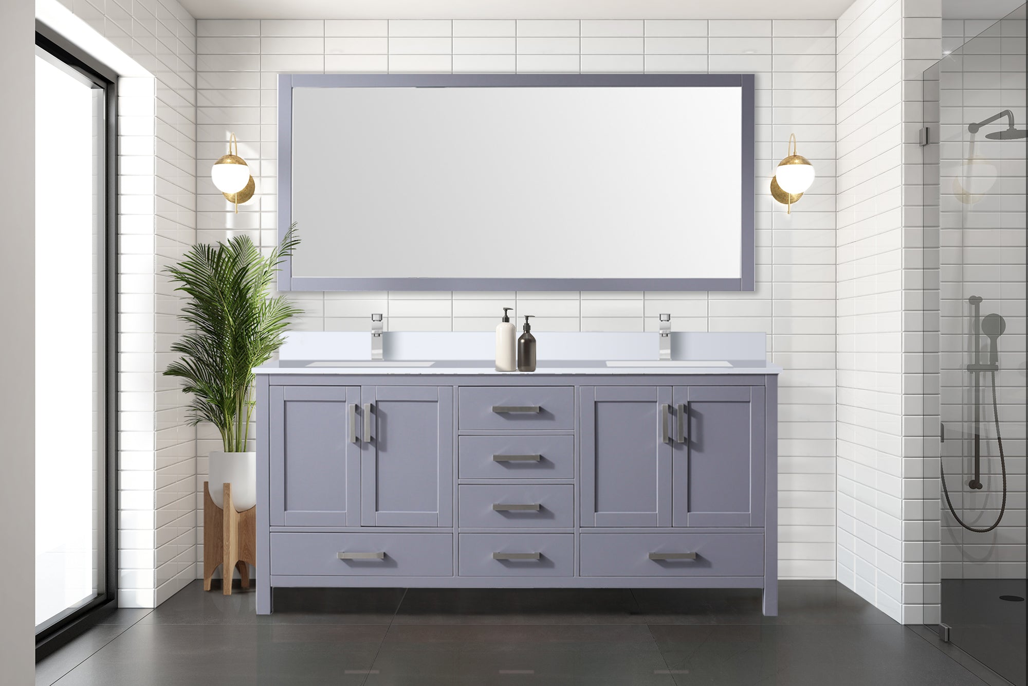 Jacques 72 in. W x 22 in. D Dark Grey Bath Vanity