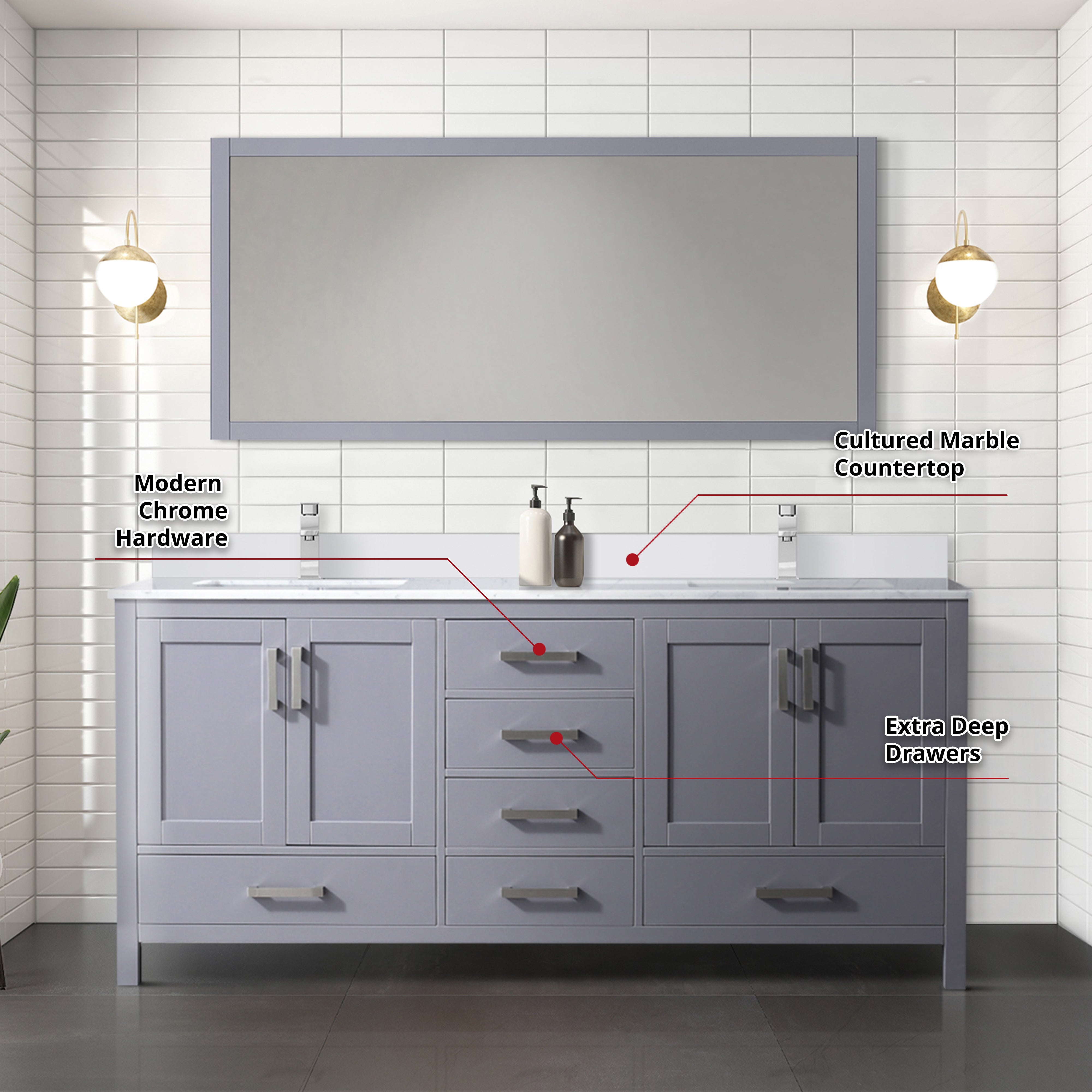 Jacques 72 in. W x 22 in. D Dark Grey Bath Vanity