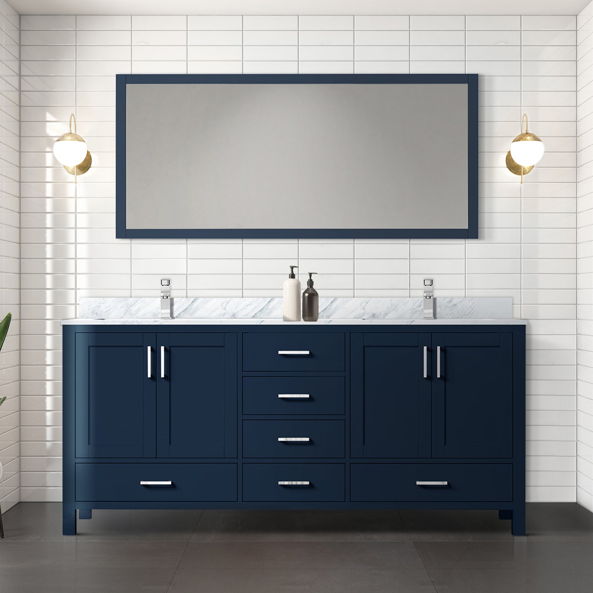Jacques 72 in. W x 22 in. D Navy Blue Double Bath Vanity