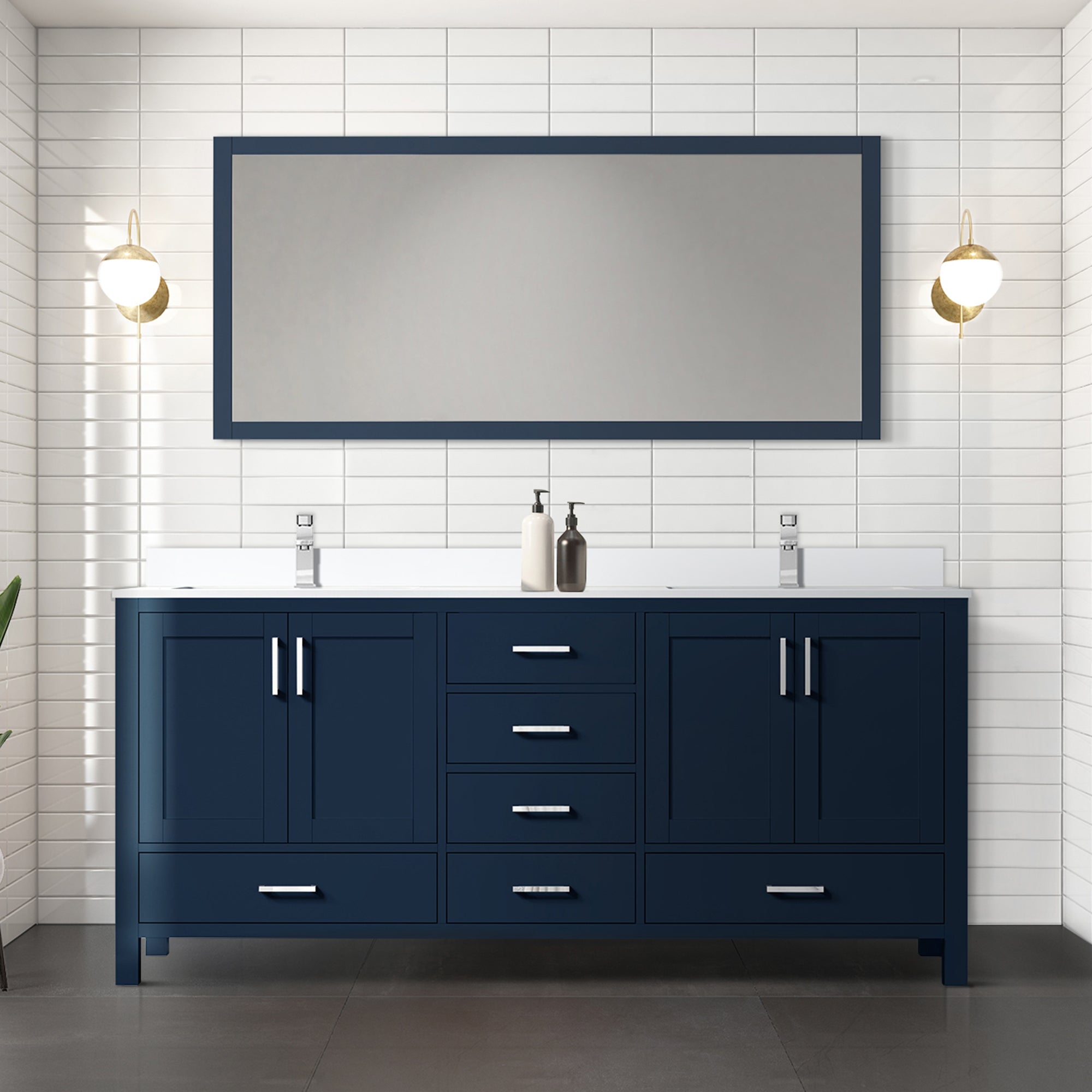 Jacques 72 in. W x 22 in. D Navy Blue Bath Vanity