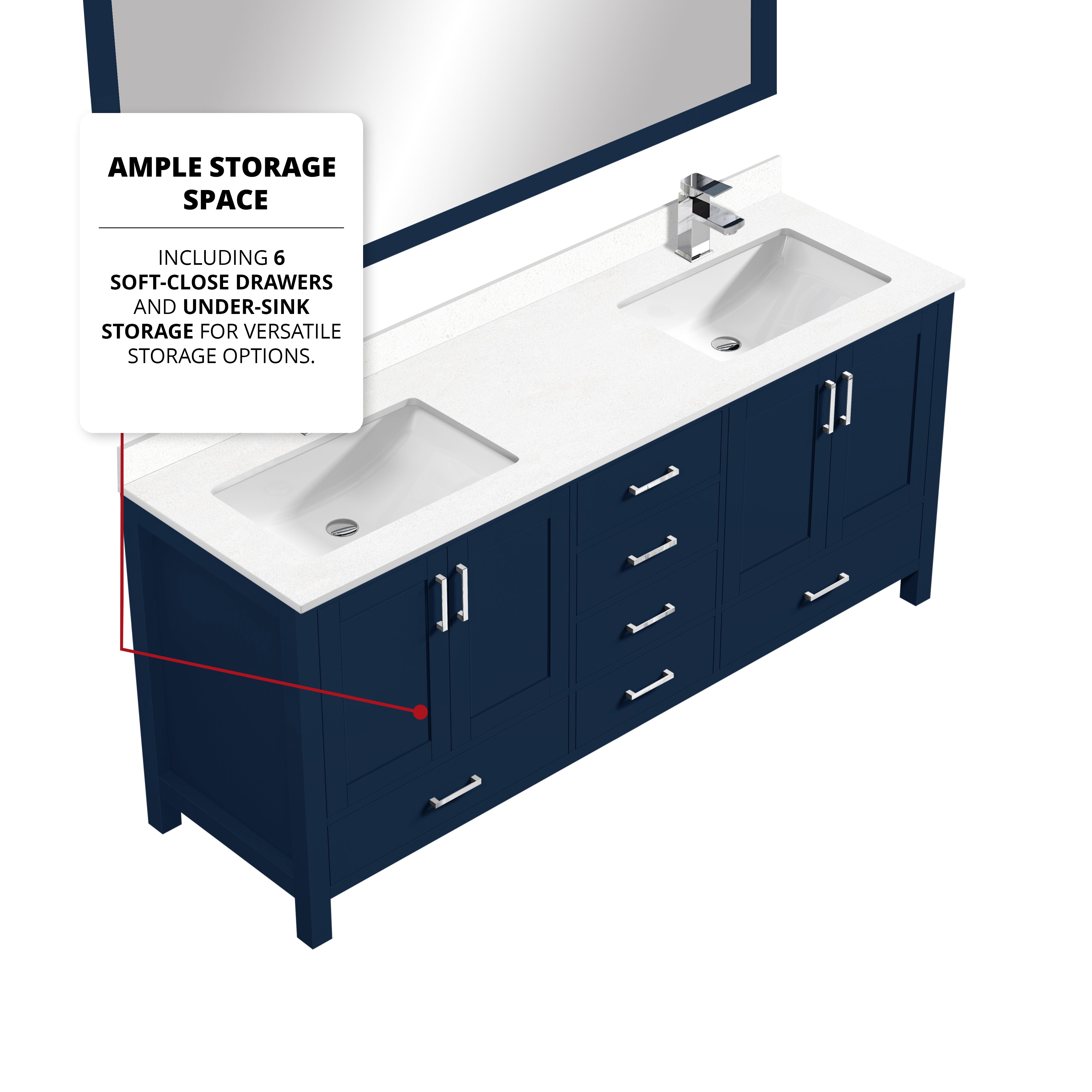 Jacques 72 in. W x 22 in. D Navy Blue Bath Vanity