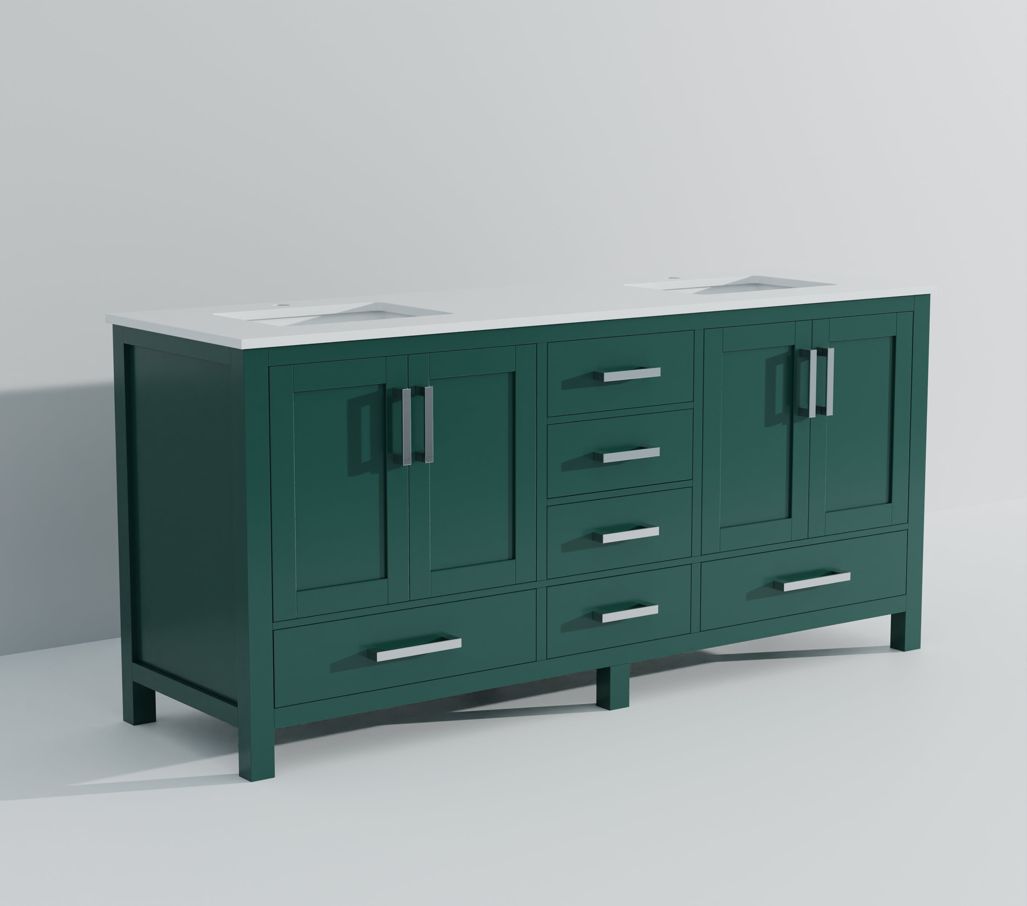 Jacques 72 in. W x 22 in. D Green Bath Vanity and Cultured Marble Top