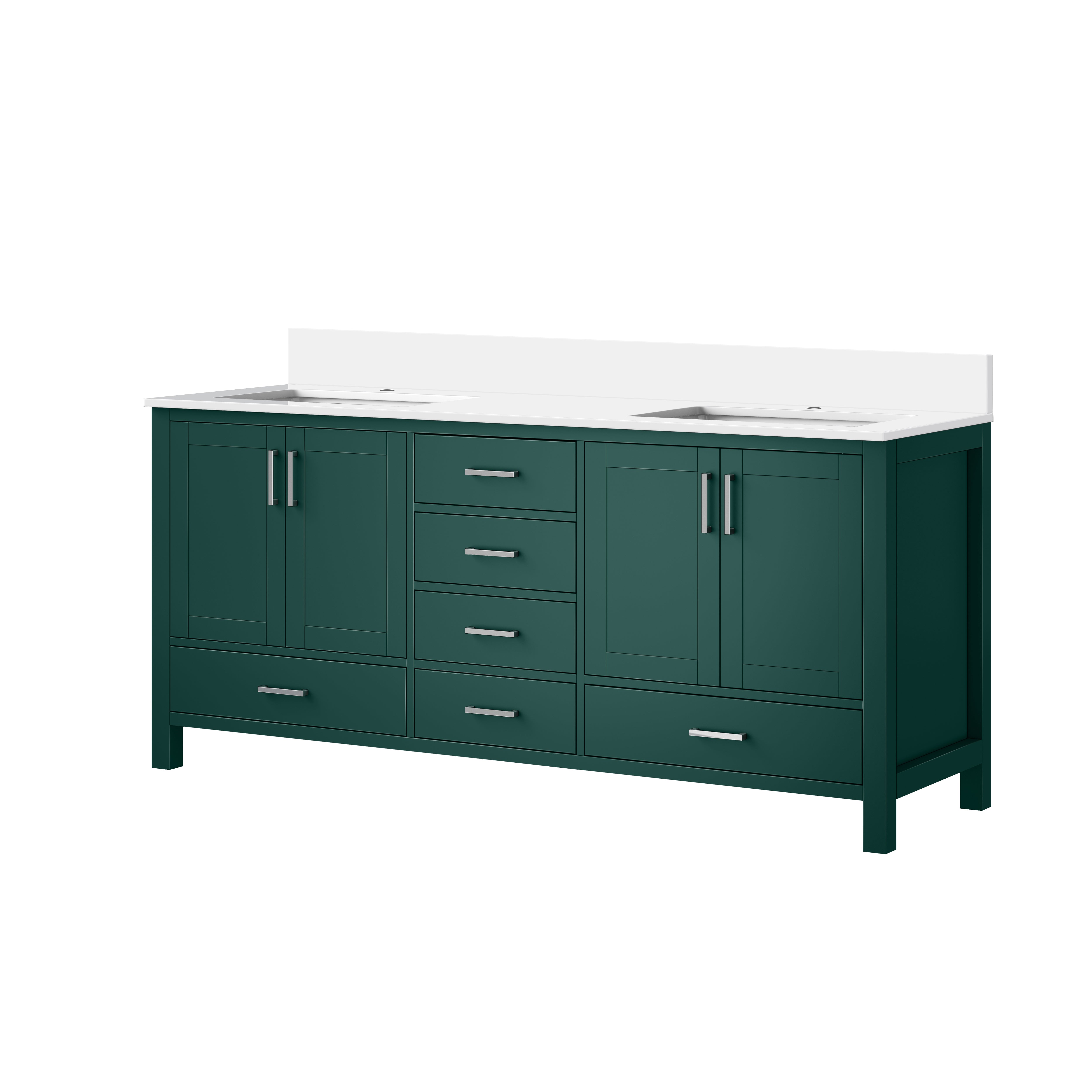 Jacques 72 in. W x 22 in. D Green Bath Vanity and Cultured Marble Top