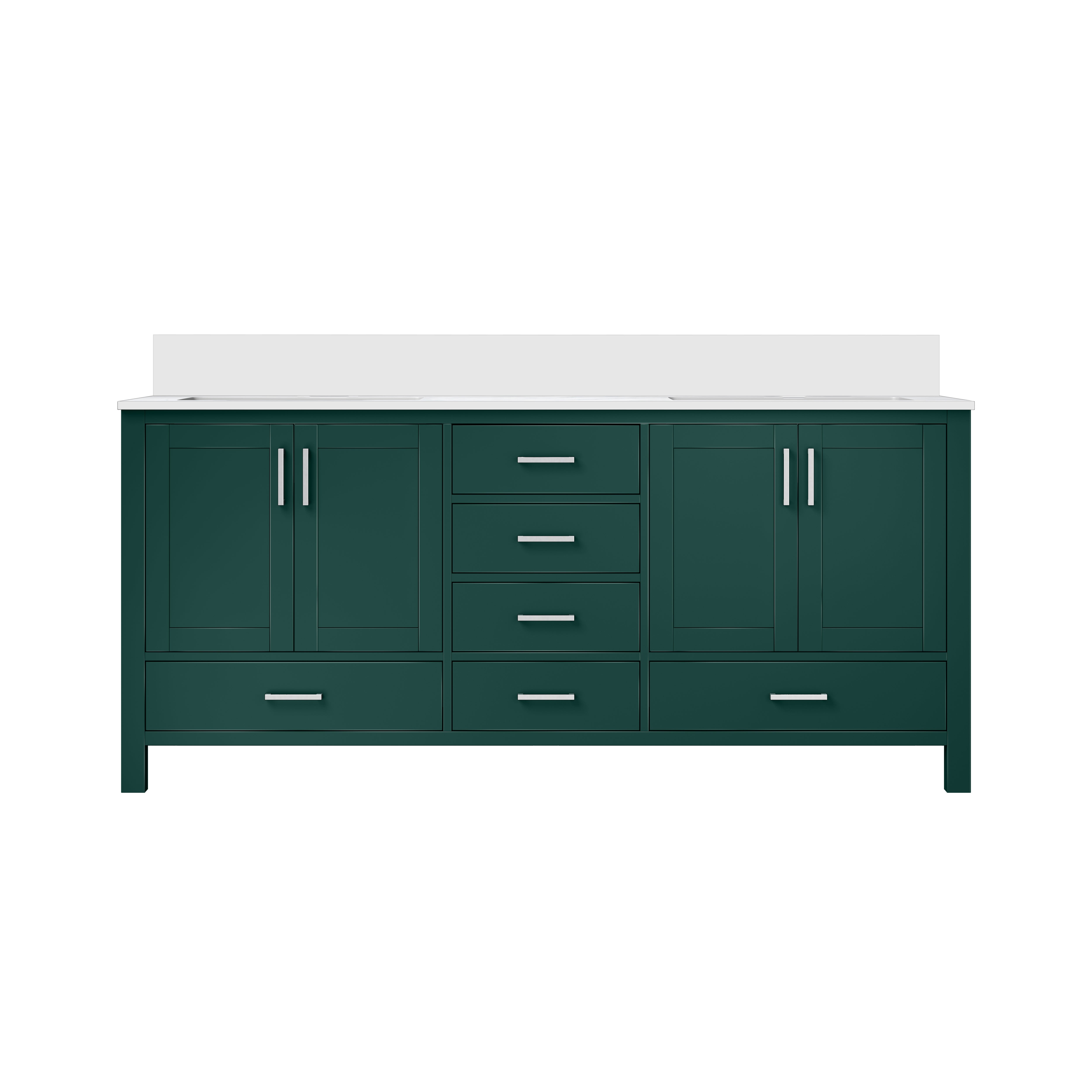 Jacques 72 in. W x 22 in. D Green Bath Vanity and Cultured Marble Top