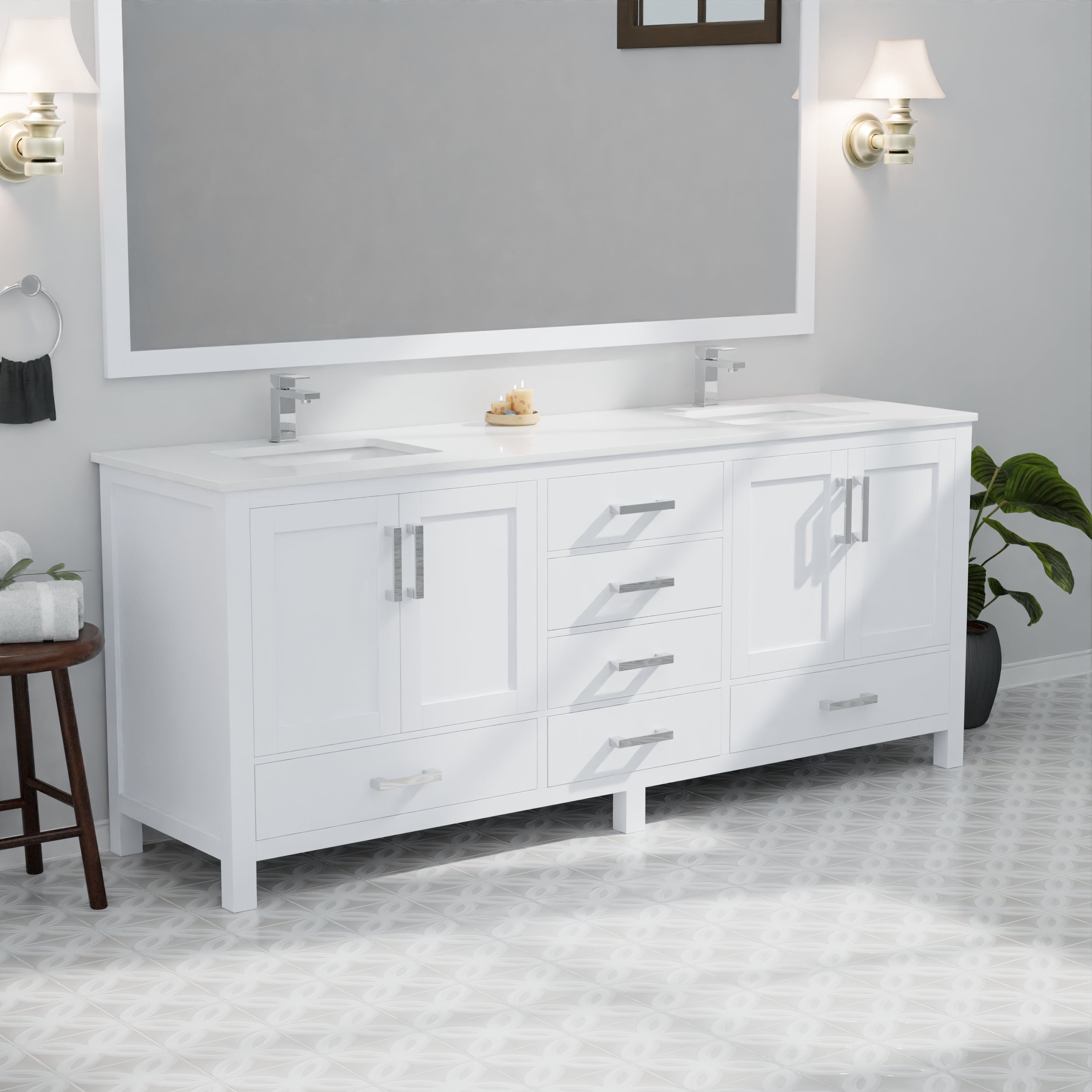 Jacques 80 in. W x 22 in. D White Bath Vanity
