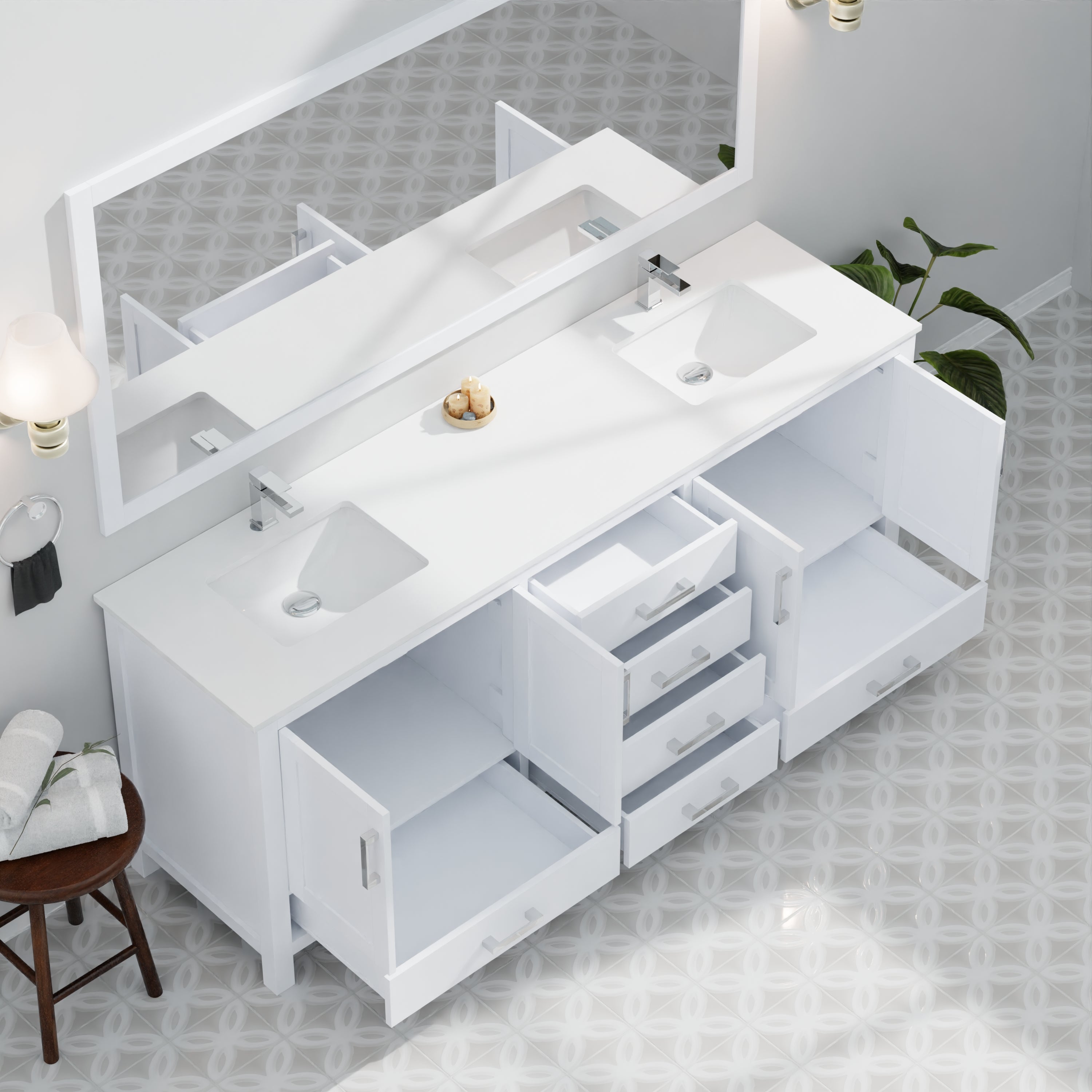 Jacques 80 in. W x 22 in. D White Bath Vanity