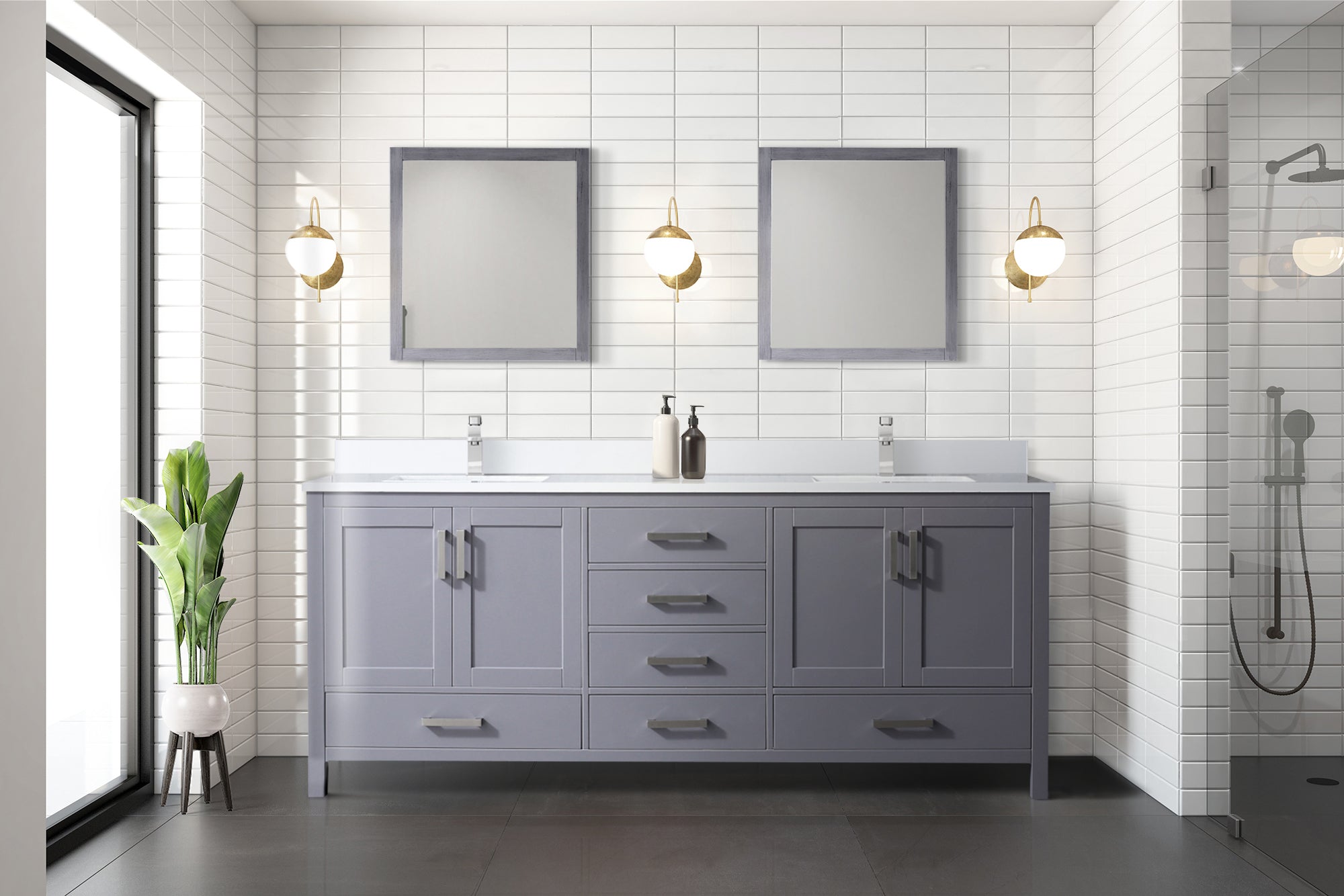 Jacques 80 in. W x 22 in. D Dark Grey Double Bath Vanity